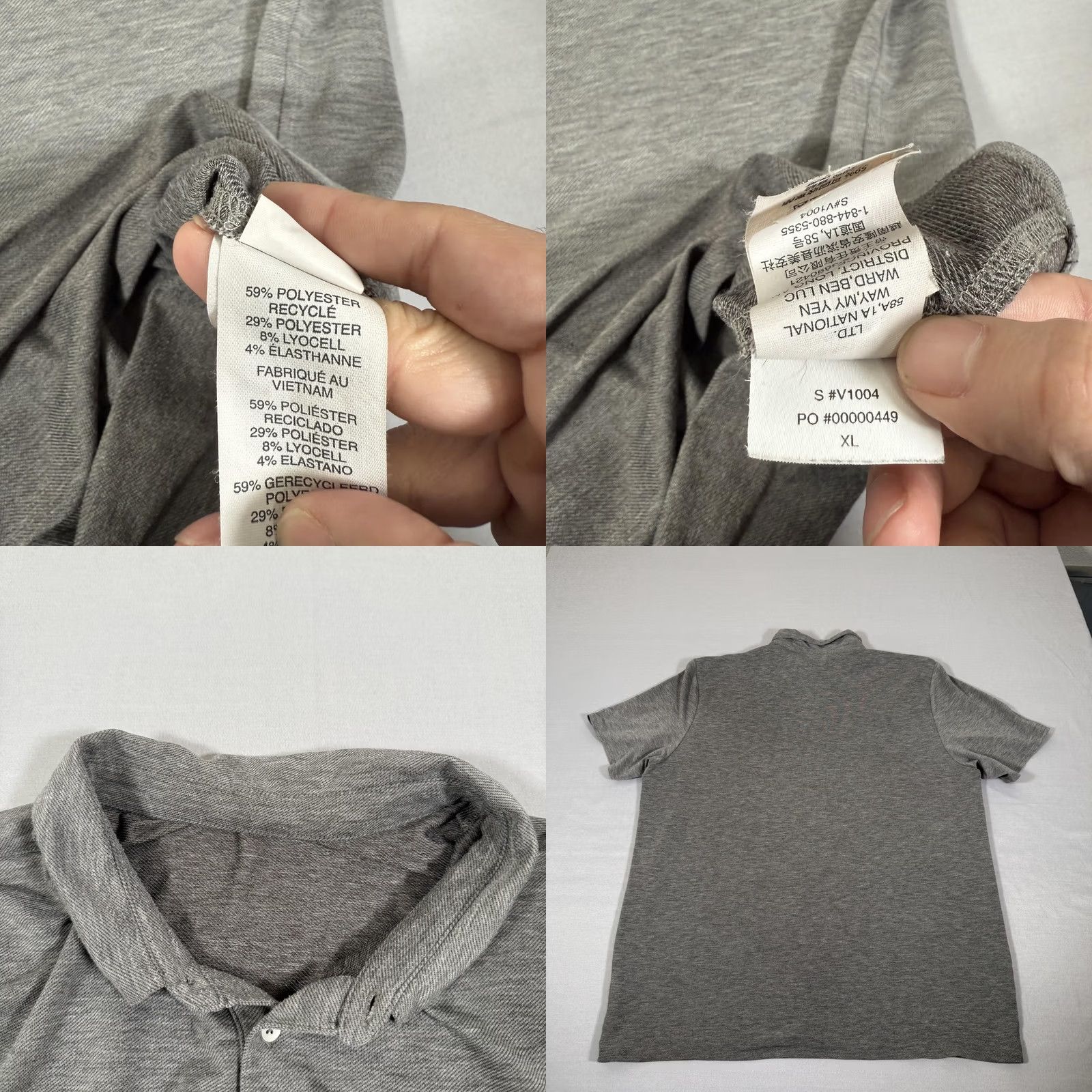 Vuori Vuori Polo Shirt Mens XL Gray Stretch Jersey Casual Short Sleeve Collared Size US XL / EU 56 / 4 - 8 Thumbnail