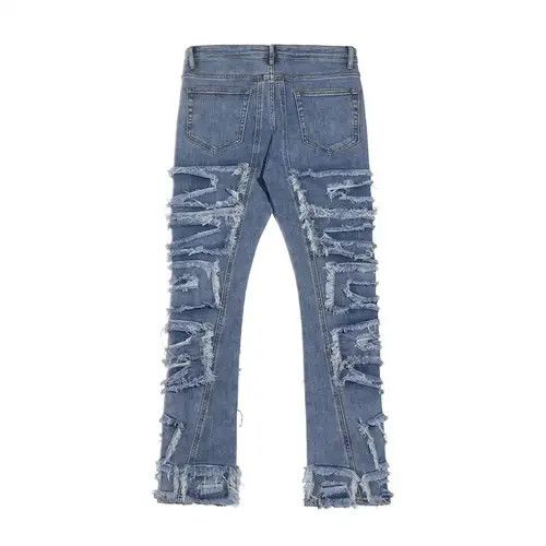VIBE ripped distressed patch flared jeans Size US 34 / EU 50 - 4 Thumbnail