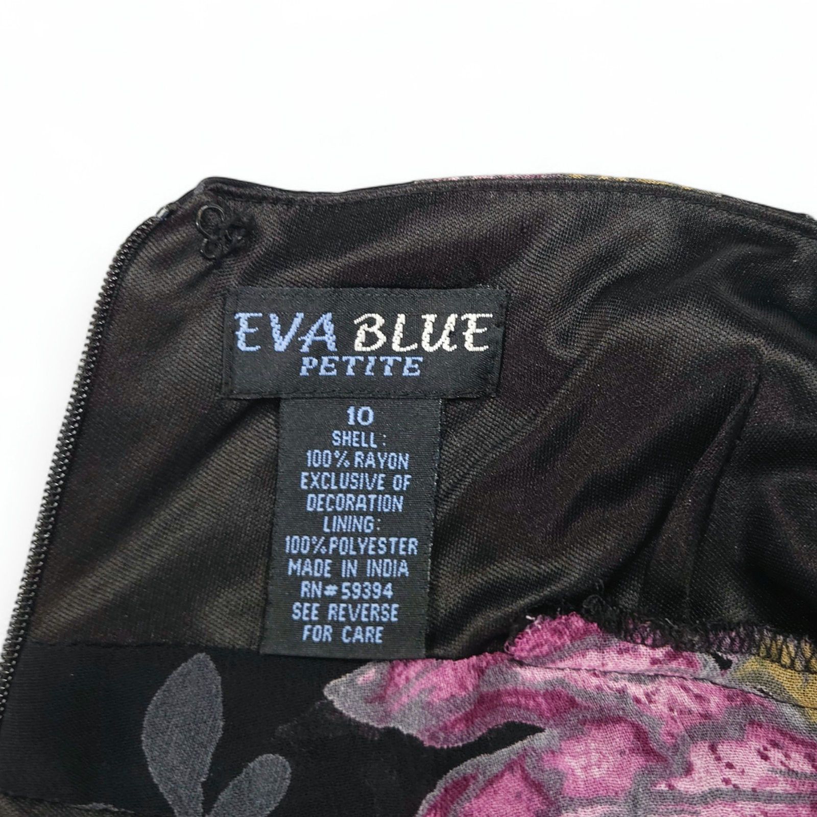 Other Eva Blue Petite Beaded Floral Midi Dress VTG Boho Whimsy 10P Size L / US 10 / IT 46 - 5 Thumbnail