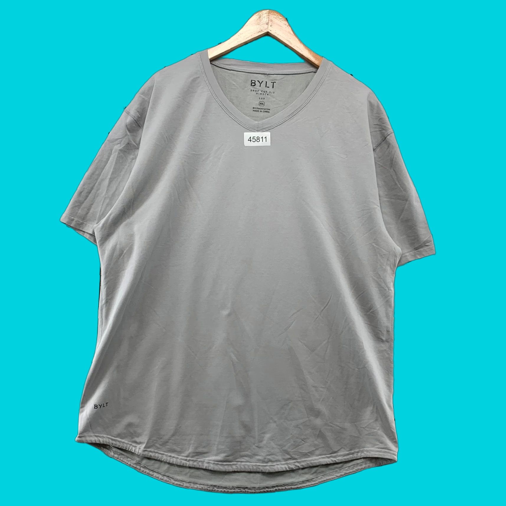 Vintage BYLT Lux T Shirt Mens 2XL Gray Drop Cut Short Sleeve Active V Neck Size US XXL / EU 58 / 5 - 1 Thumbnail