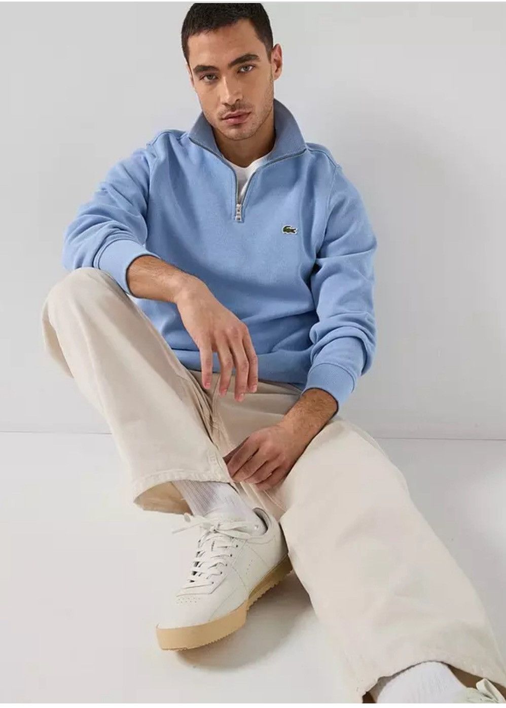 Lacoste Lacoste Sweater Men 1/4 Zip Blue Knit L Sweatshirt Luxury Size US L / EU 52-54 / 3 - 4 Thumbnail