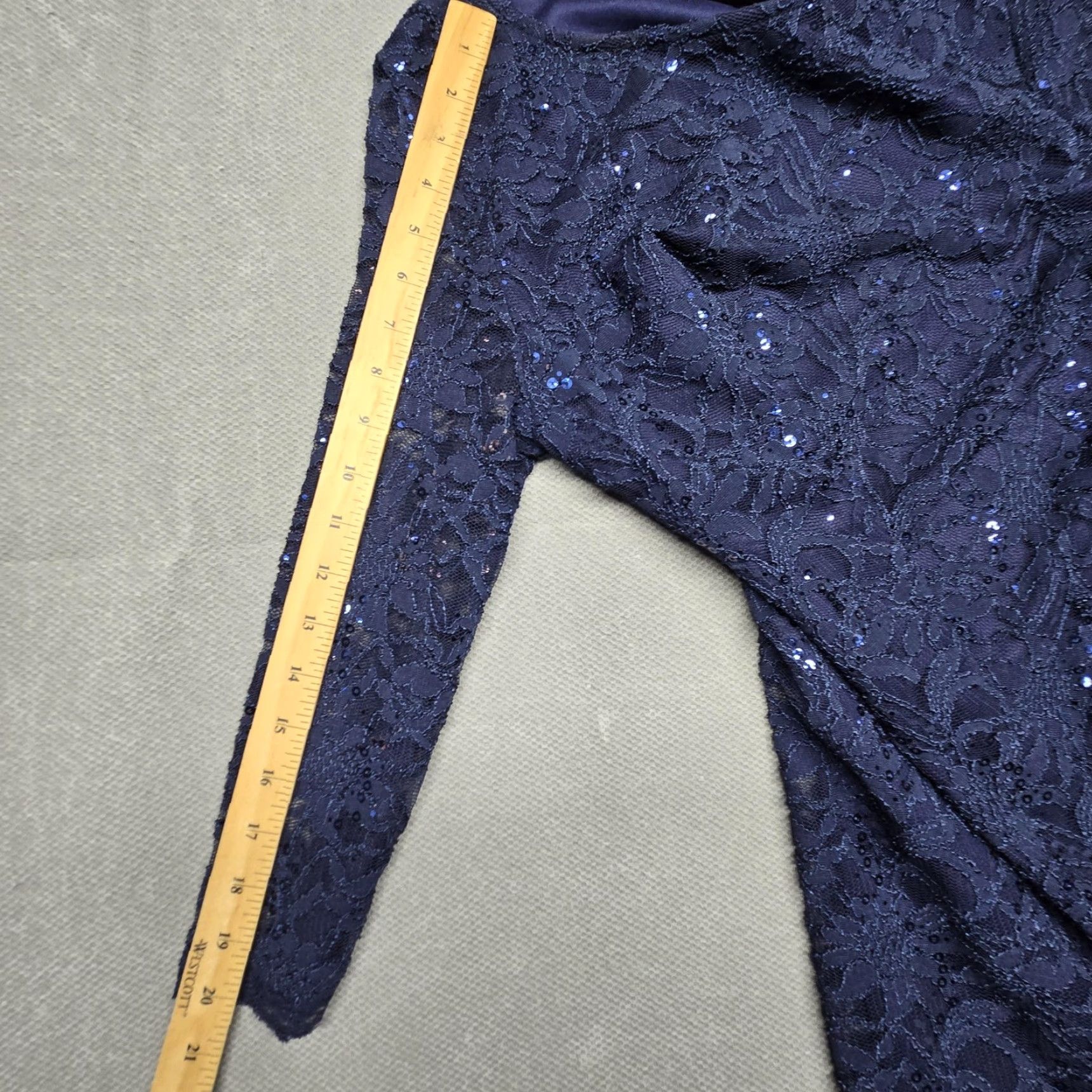 Vintage Marina Dress Womens 8 Navy Blue Lace Sequin Shift 3/4 Sleeve Party Cocktail Size M / US 6-8 / IT 42-44 - 7 Thumbnail