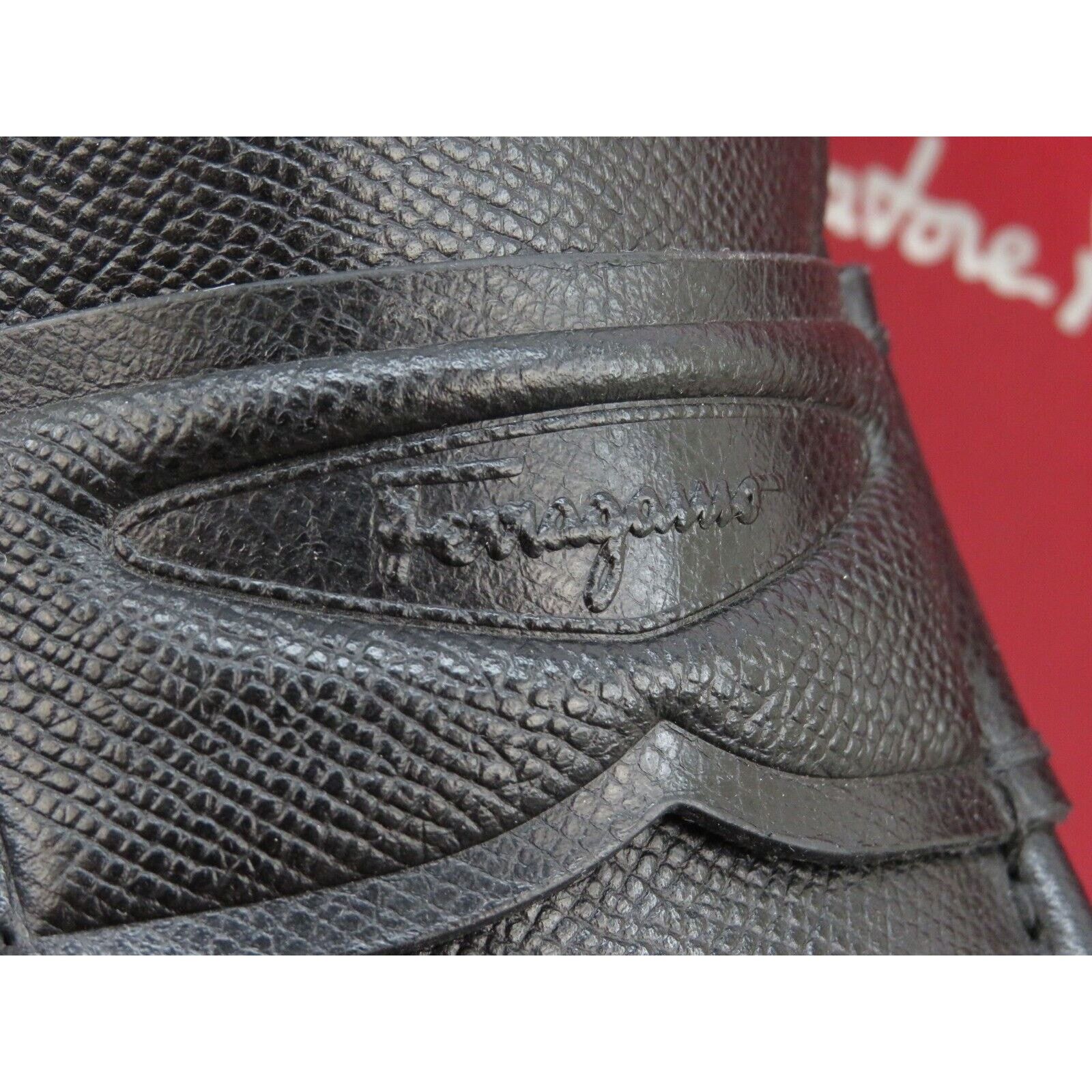 Salvatore Ferragamo LANZAROTE BLACK SAFFIANO LEATHER LOGO PENNY LOAFERS 11 D Size US 11 / EU 44 - 5 Thumbnail