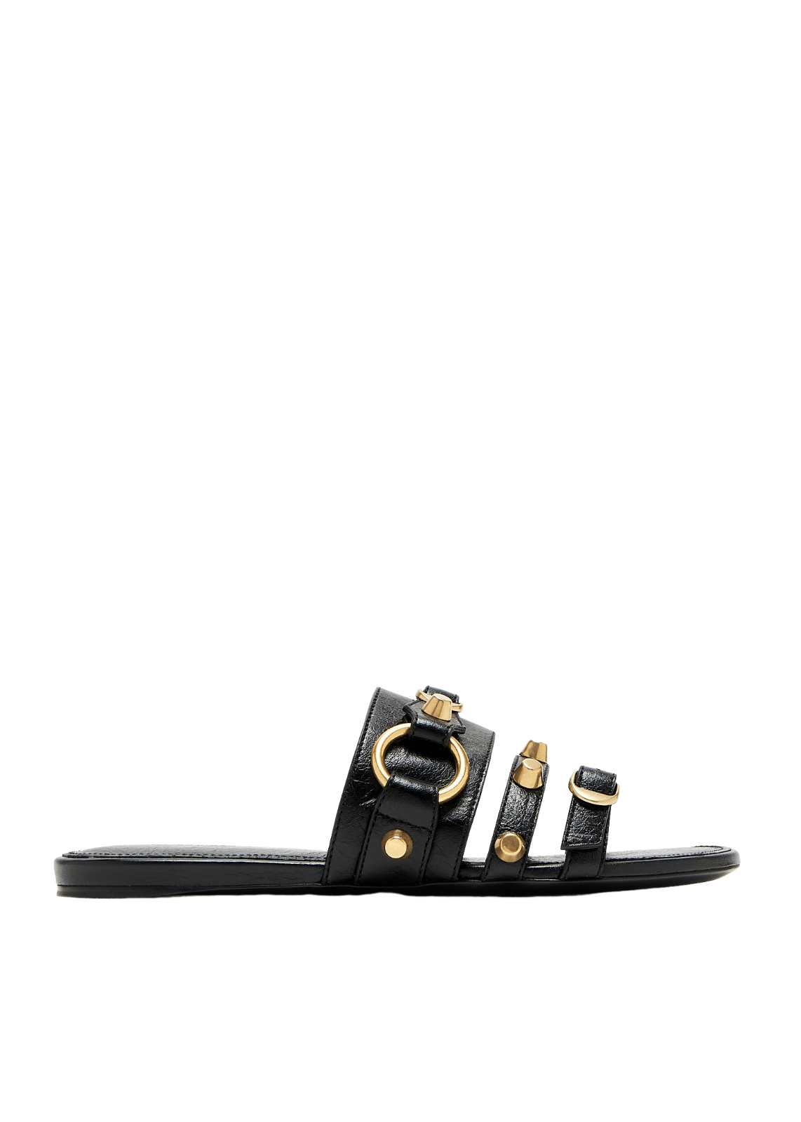 BALENCIAGA City New Black/Gold Leather Mule Flats
