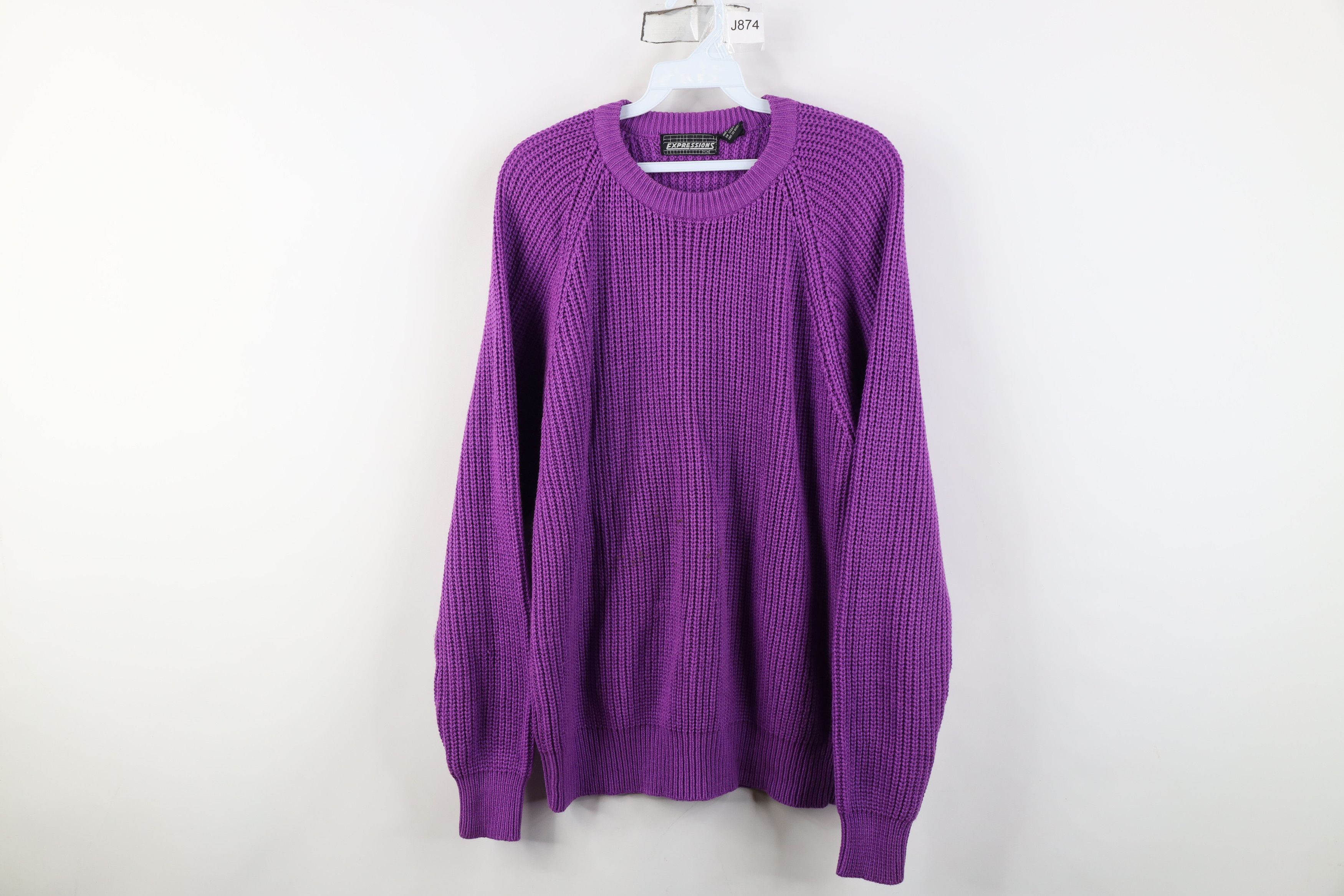 Vintage Vintage 90s Streetwear Blank Chunky Ribbed Knit Sweater Size L / US 10 / IT 46 - 1 Thumbnail