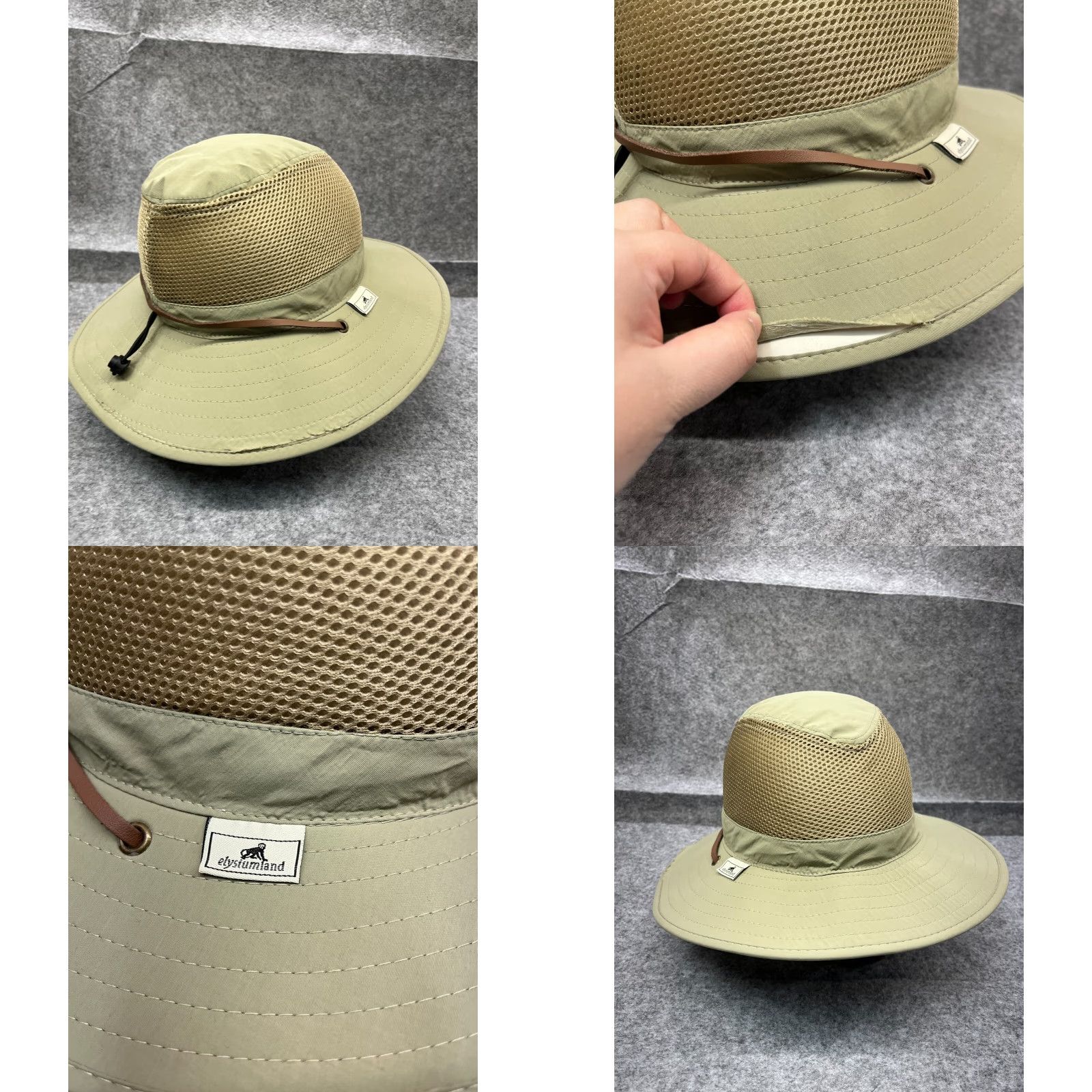 Vintage Elysiumland Bucket Hat Adult One Size Green Nylon Lightweight Adjustable for Fishing Camping Outdoor Mens Size ONE SIZE - 8 Thumbnail