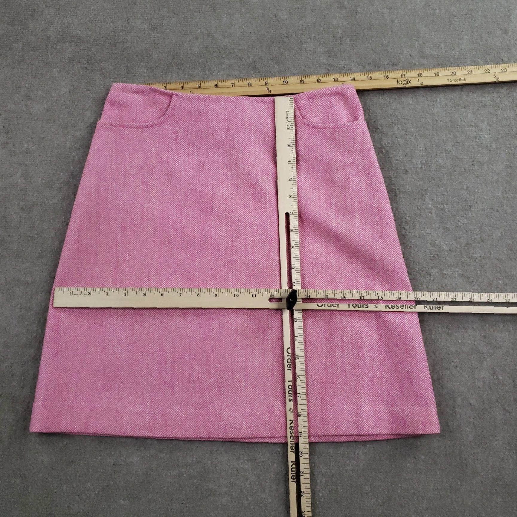 Lilly Pulitzer VINTAGE Lilly Pulitzer Skirt Womens 4 Pink Herringbone Tweed Wool A-Line Lined Pockets Size 27" / US 4 / IT 40 - 2 Thumbnail