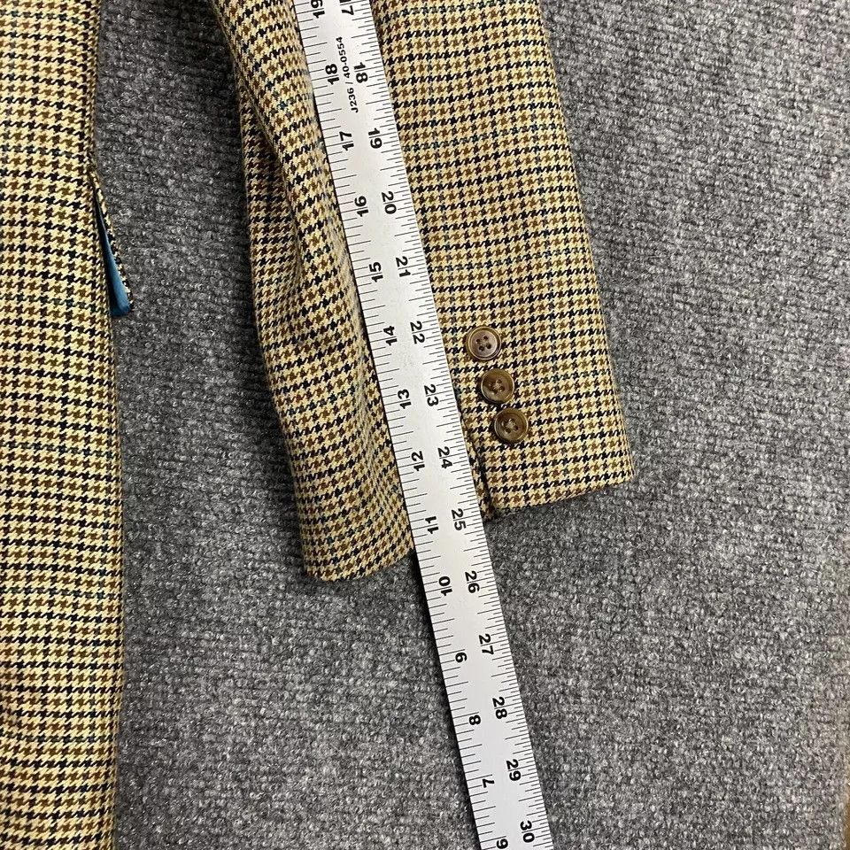Alan Flusser Alan Flusser Blazer 44L Houndstooth Silk Worsted Wool Mens Size 44L - 5 Thumbnail