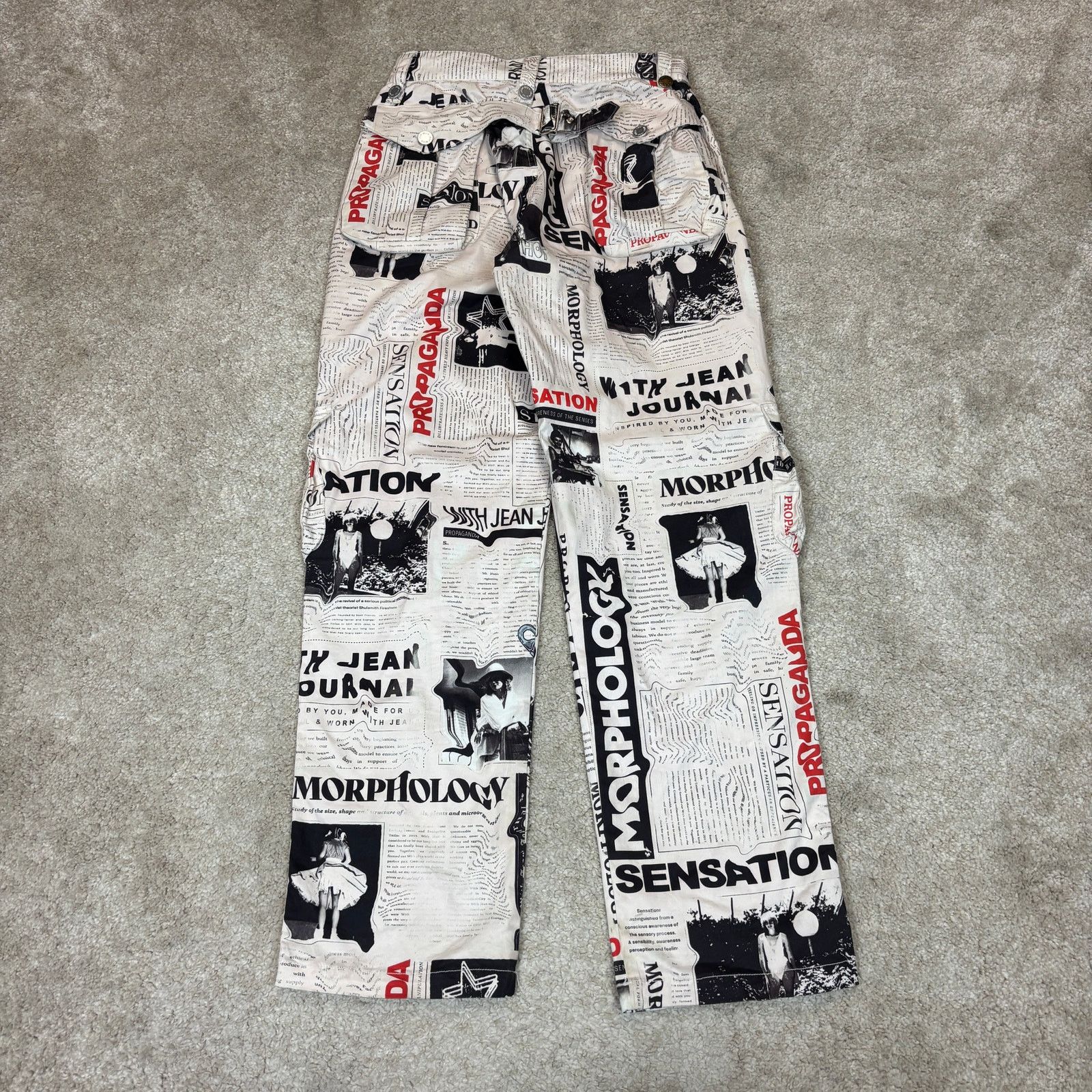 Other With Jean Tommy Newspaper Print Cargo Pants Women's XS Y2K Size 28" / US 6 / IT 42 - 3 Thumbnail