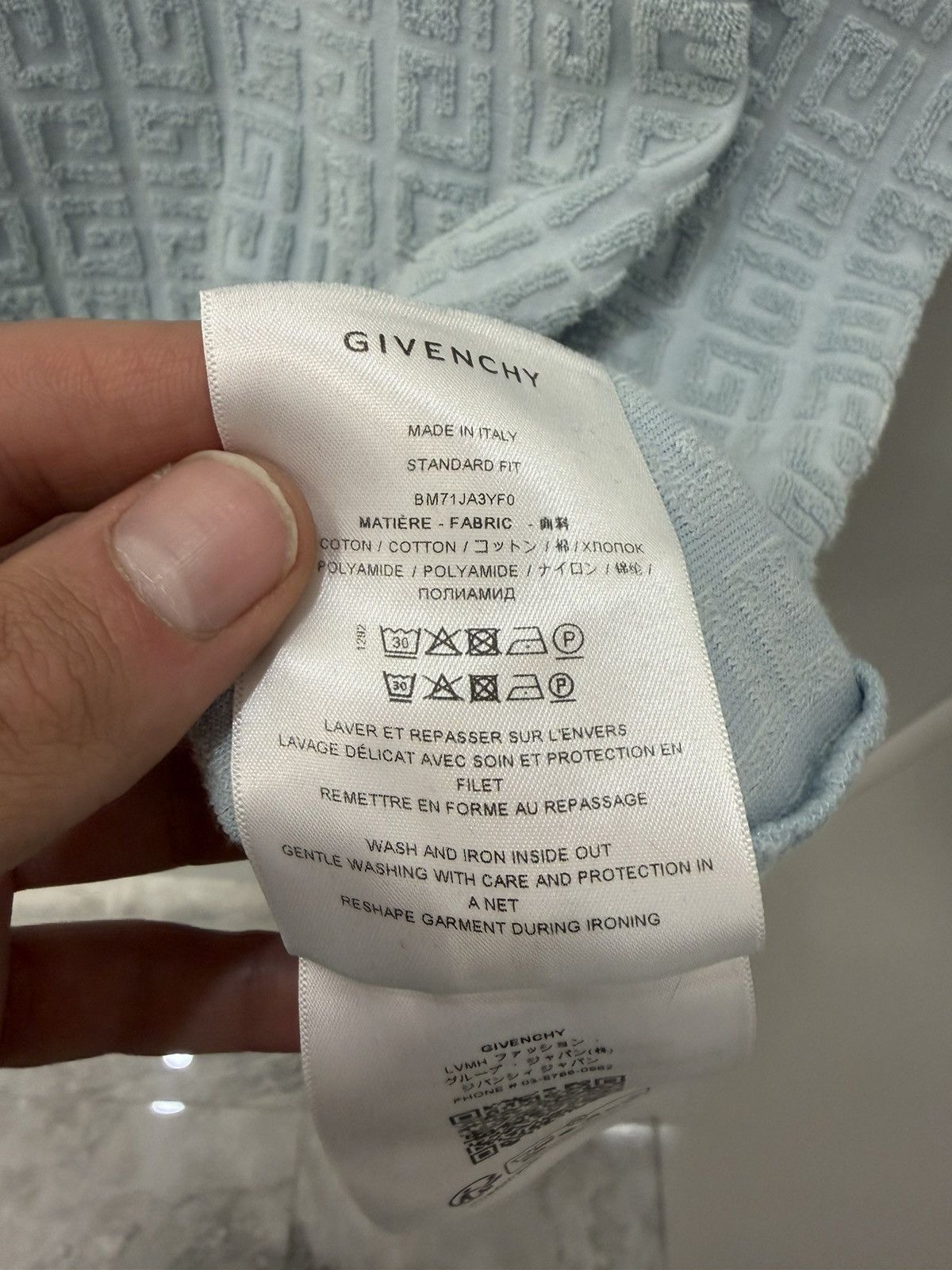 Givenchy Givenchy 4G Motif Towel T Shirt Light Blue Size US L / EU 52-54 / 3 - 7 Thumbnail