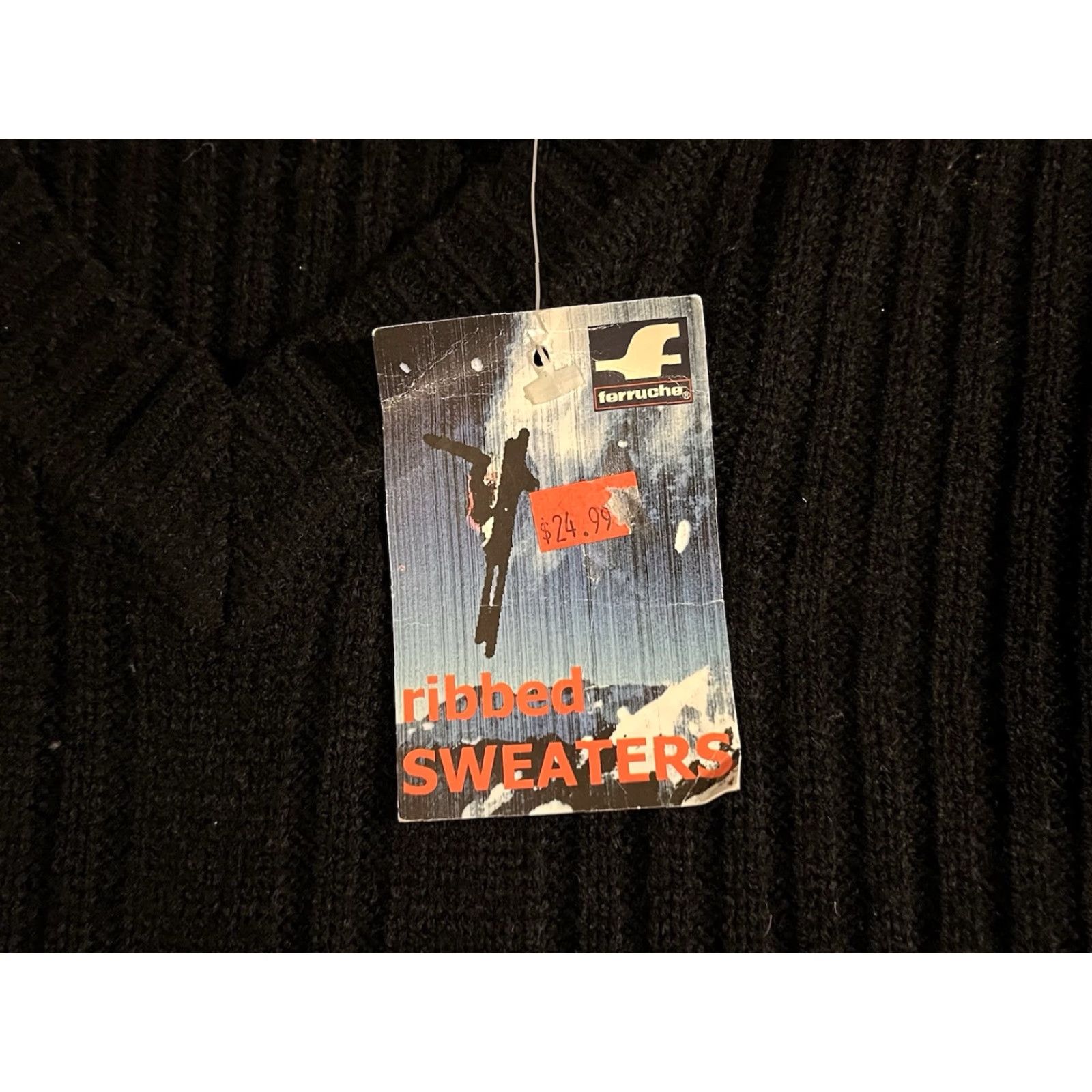 Vintage VINTAGE Ferruche Ribbed V-Neck Sweater Men’s XL Black 90s Y2K Size US XL / EU 56 / 4 - 3 Thumbnail