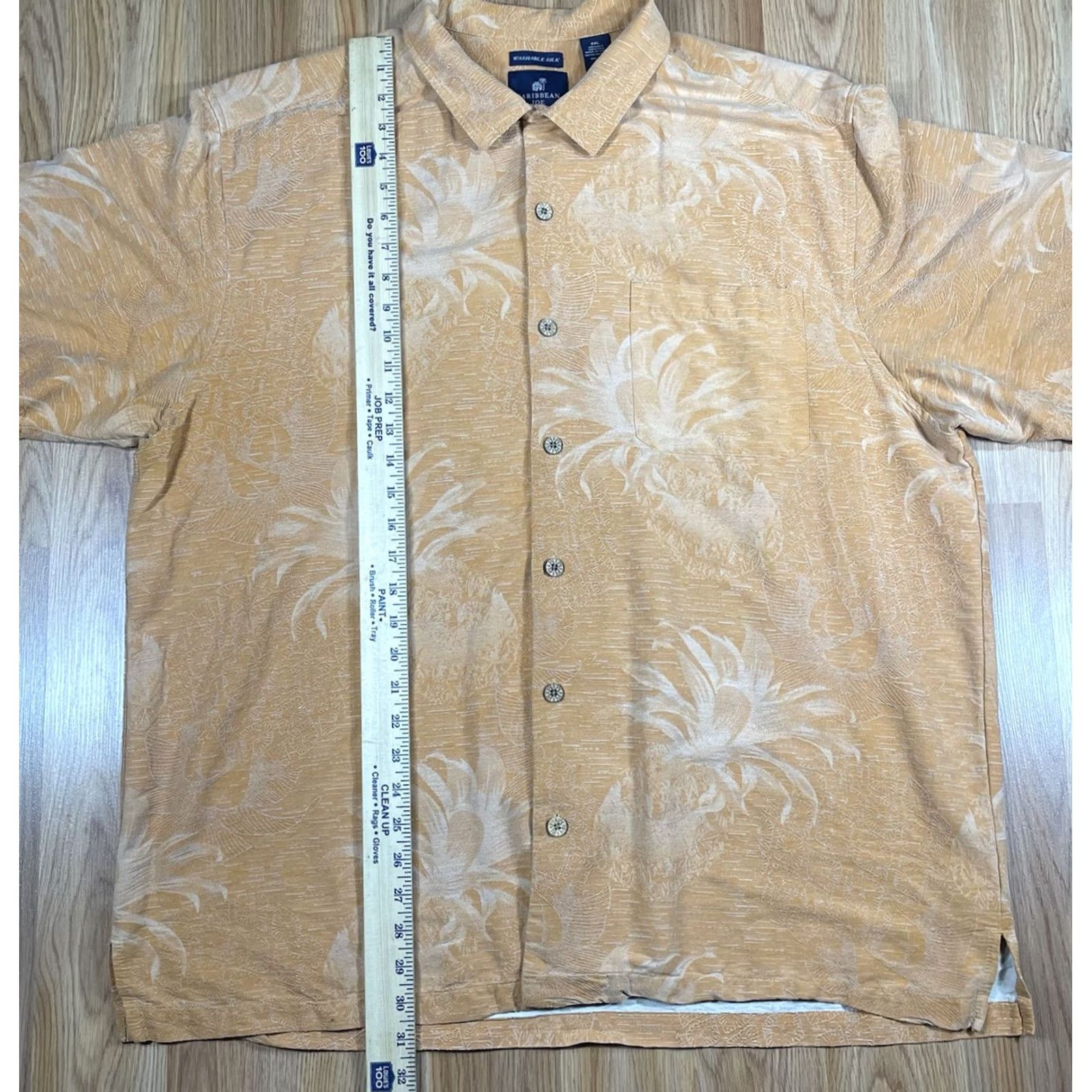 Vintage Caribbean Joe Shirt Mens XXL 100% Silk Button Up Hawaiian Extra Extra Large Size US XXL / EU 58 / 5 - 3 Thumbnail