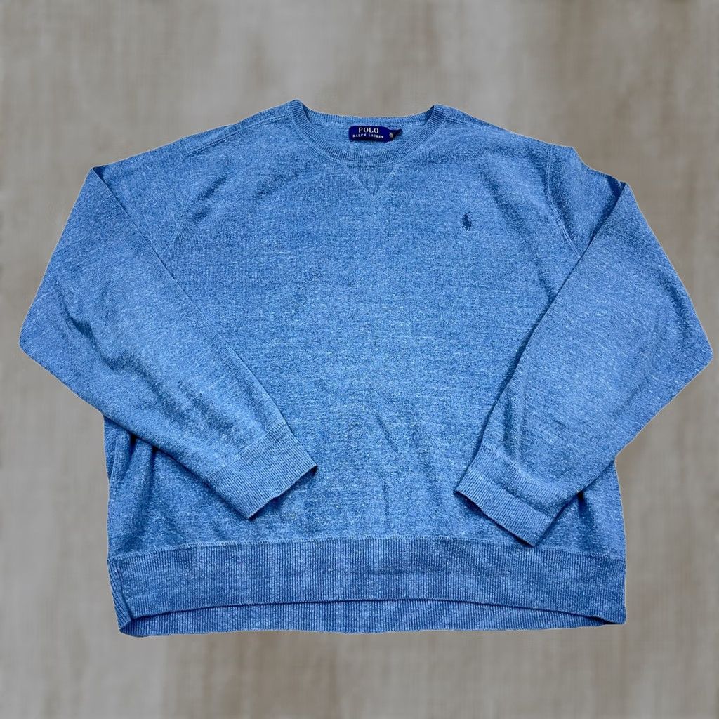 Polo Ralph Lauren VINTAGE Polo Ralph Lauren Sweater Men XL Blue Crewneck Pullover Unlined Pony PRL Adult Size US XL / EU 56 / 4 - 1 Thumbnail