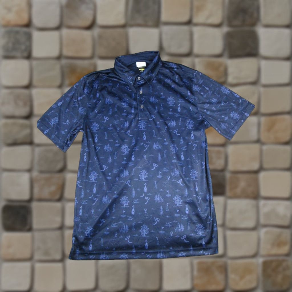 Vintage Greg Norman Polo Shirt Men Medium Blue PlayDry Golf Shirt - Fair Isle Pattern, Short Sleeve, Collared, Button-Front, Regular Fit - Mens Polo Size US M / EU 48-50 / 2 - 1 Thumbnail