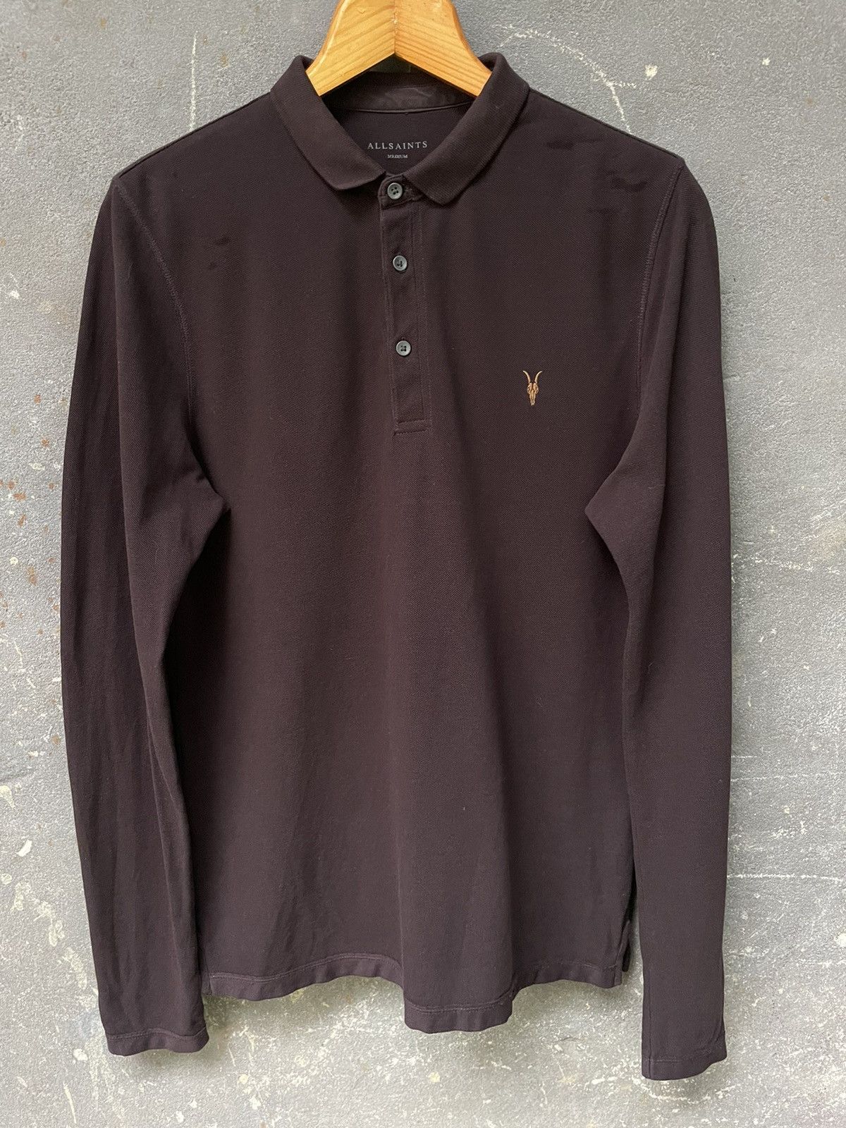 Allsaints Allsaints Brown Long Sleeve T-Shirt Gold Logo Luxury Size US M / EU 48-50 / 2 - 2 Thumbnail