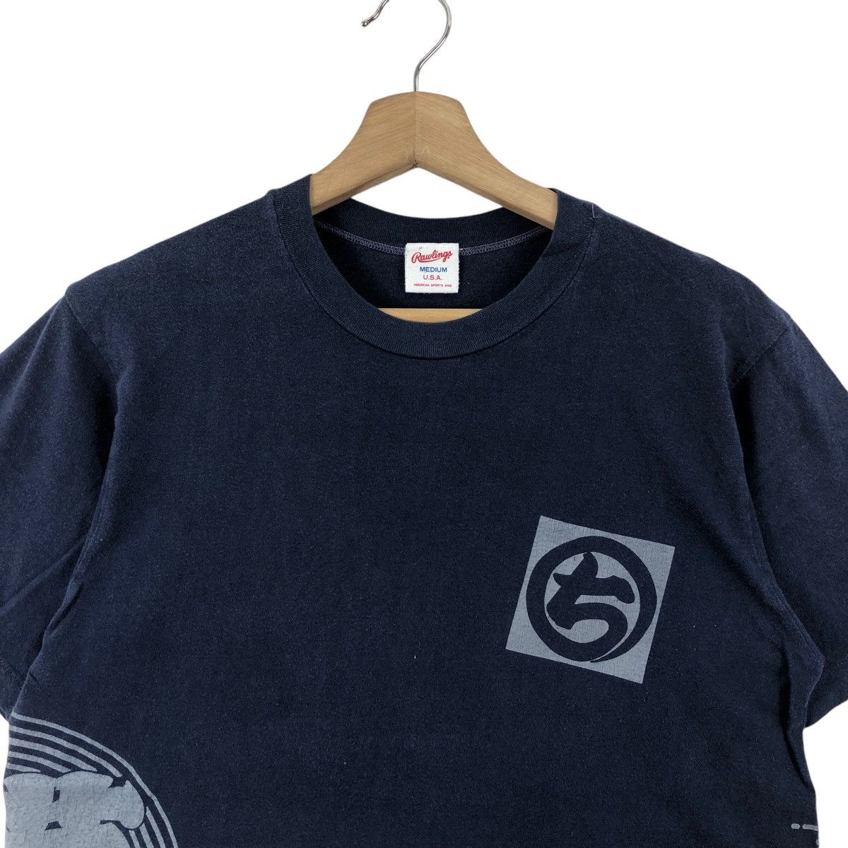 Vintage Vintage 90s RAWLINGS Art Tee Shirt Pure Indigo Size US M / EU 48-50 / 2 - 2 Thumbnail