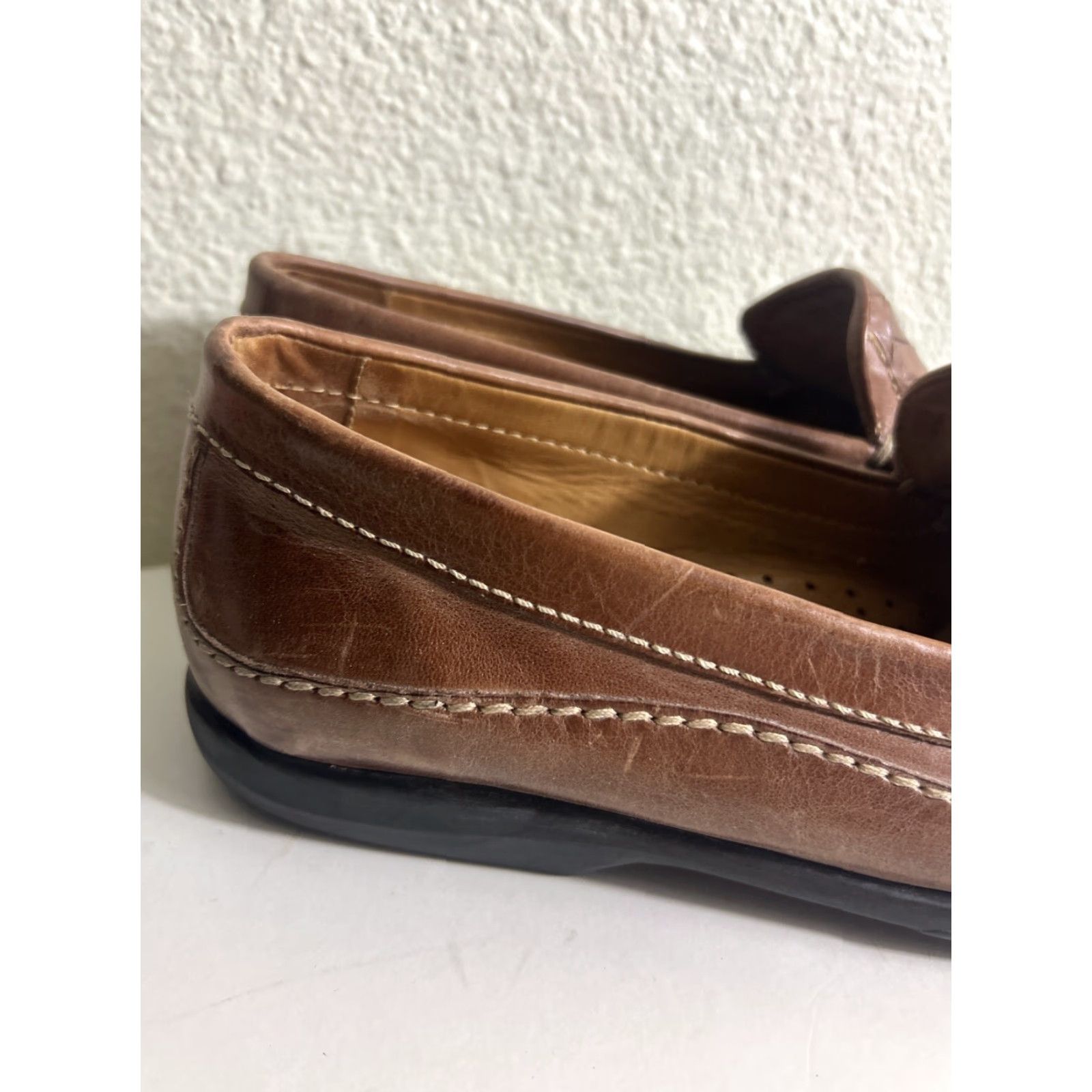 Johnston & Murphy Johnston & Murphy Loafers Woven Leather Slip On Brown Mens Size 9.5 M Comfort Square Toe Size US 10 / EU 43 - 3 Thumbnail