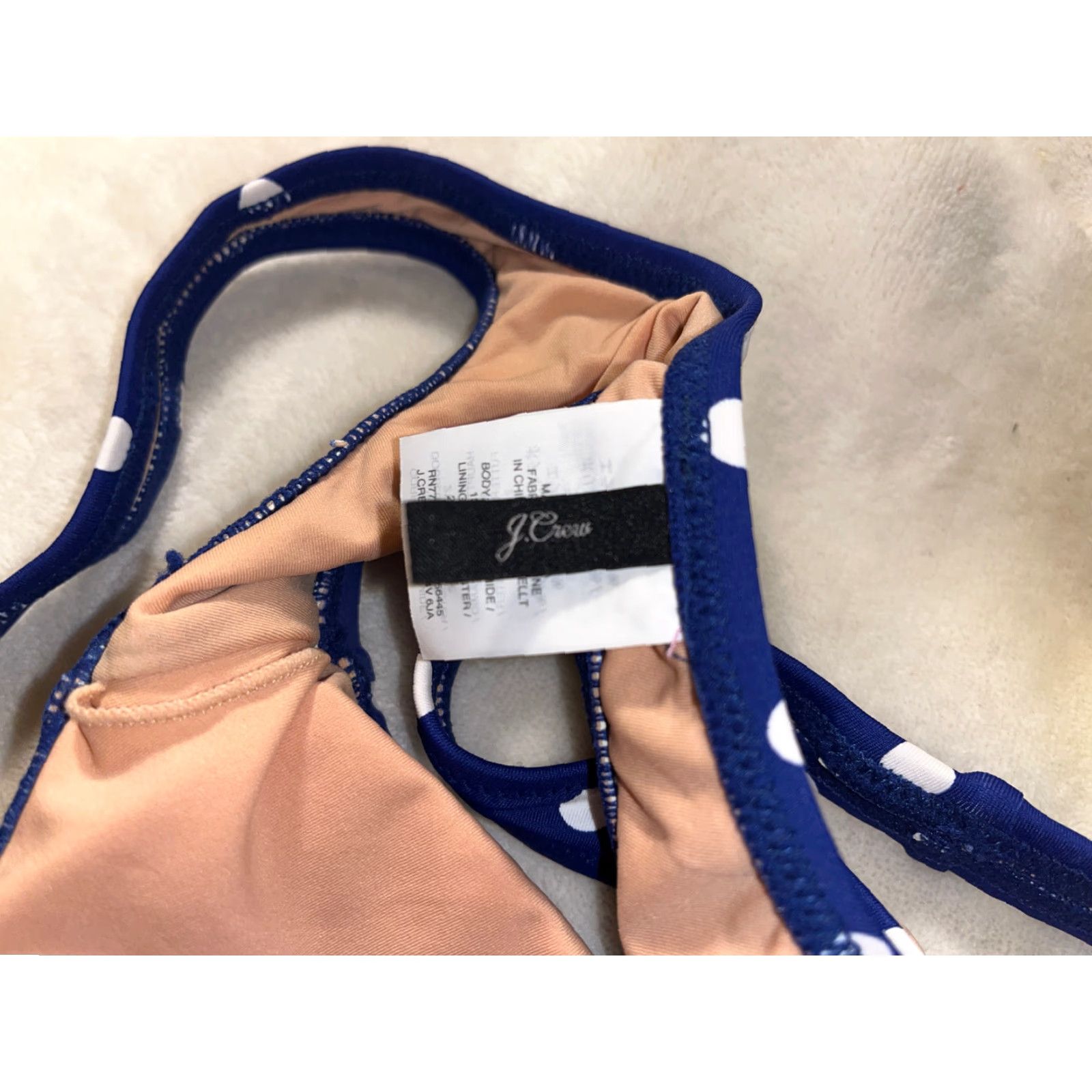 J.Crew J.CREW Women XS Blue Polka Dot Sports Swim Bikini Top W/ White Dots Polka Size XS / US 0-2 / IT 36-38 - 4 Thumbnail