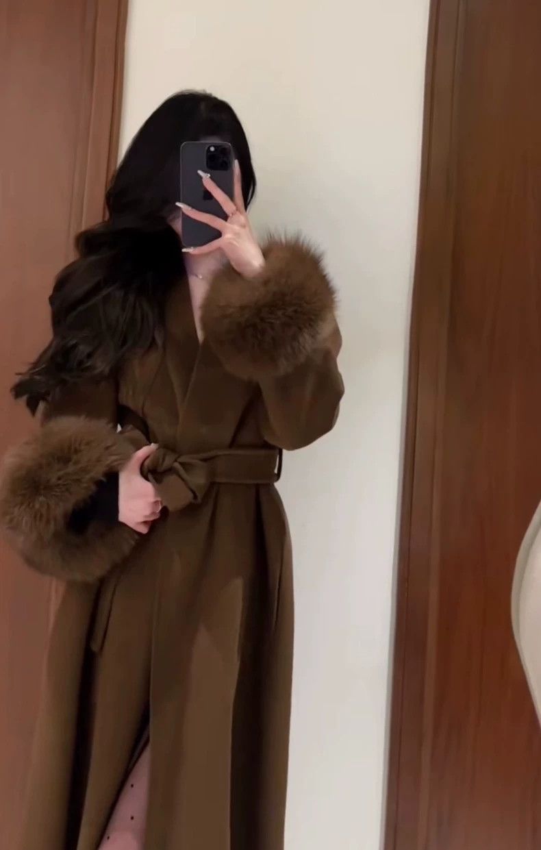 Max Mara Max Mara Bathrobe coat with dark khaki fur collar Size M / US 6-8 / IT 42-44 - 8 Thumbnail