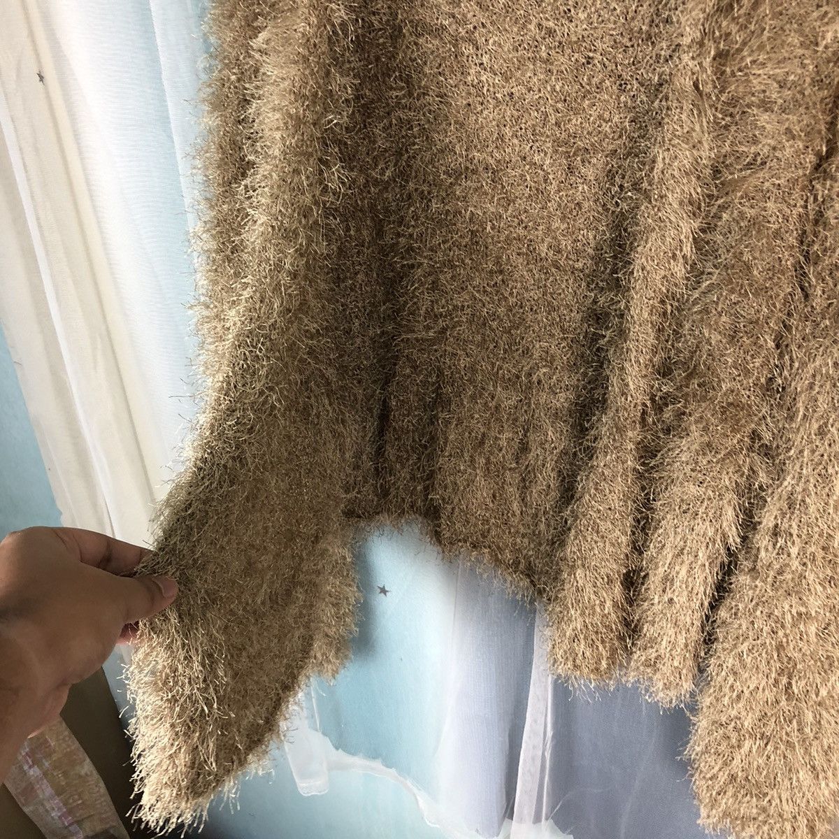 Aran Isles Knitwear × Homespun Knitwear × Japanese Brand Oversized KBF Gold Shag Shaggy Fur Mohair Cardigan #859 Size ONE SIZE - 7 Thumbnail