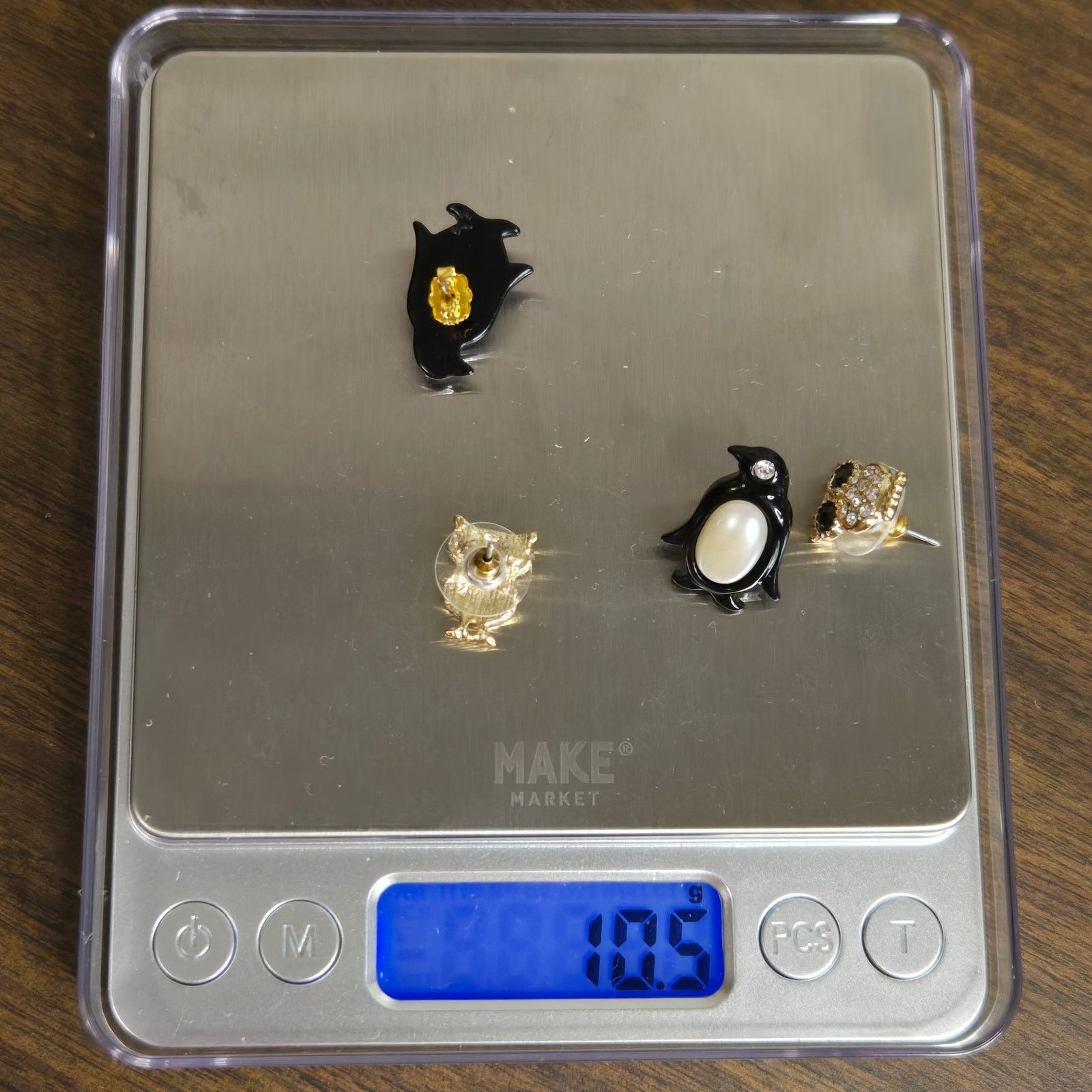 Vintage Gold Tone Owl & Enameled Penguin Studs - Whimsical Bird Size ONE SIZE - 8 Thumbnail