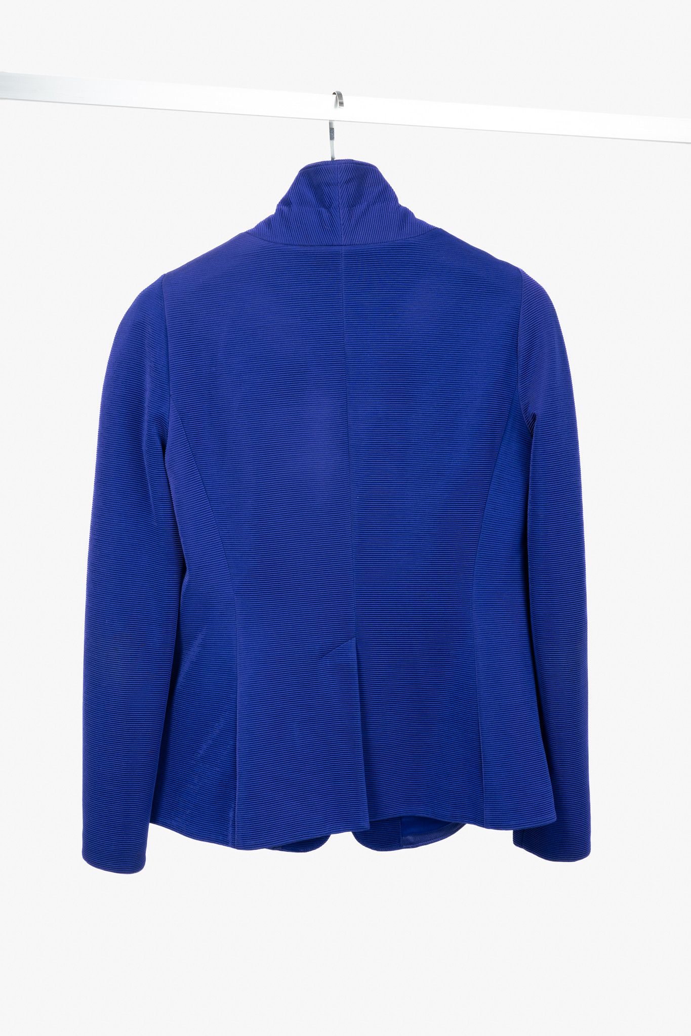 Giorgio Armani Giorgio Armani Cobalt-Blue Ribbed-Knit Blazer Size S / US 4 / IT 40 - 2 Thumbnail