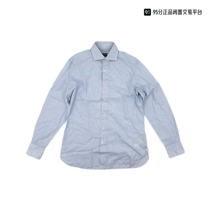 Ermenegildo Zegna Zegna Men's Blue White Lapel Long-Sleeve Shirt Size US XL / EU 56 / 4 - 1 Thumbnail