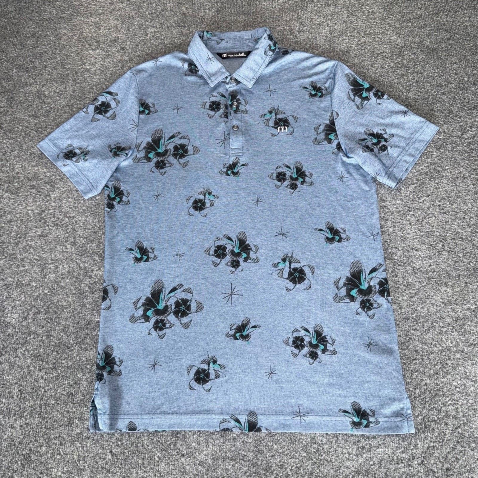 TravisMathew Travis Mathew Polo Shirt Mens Medium Blue Floral Golf Size US M / EU 48-50 / 2 - 1 Thumbnail