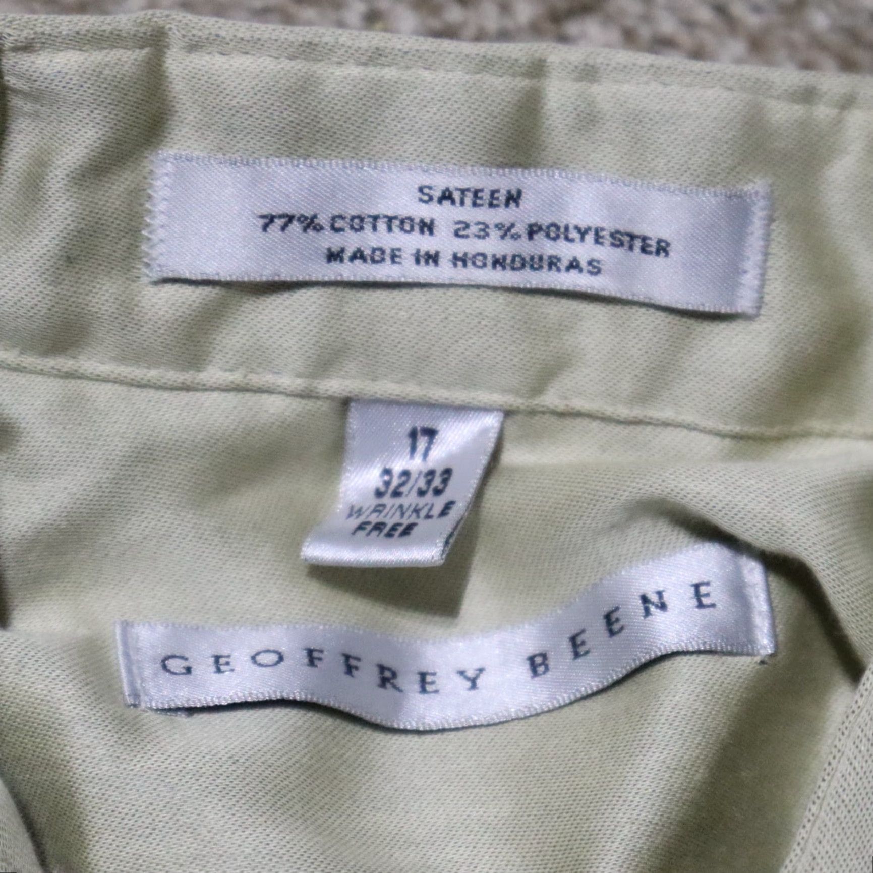 Geoffrey Beene Geoffrey Beene Shirt Men 17 32/33 Button-Down Sateen Beige Tan Non-Iron Solid Vintage? Size US XL / EU 56 / 4 - 3 Thumbnail