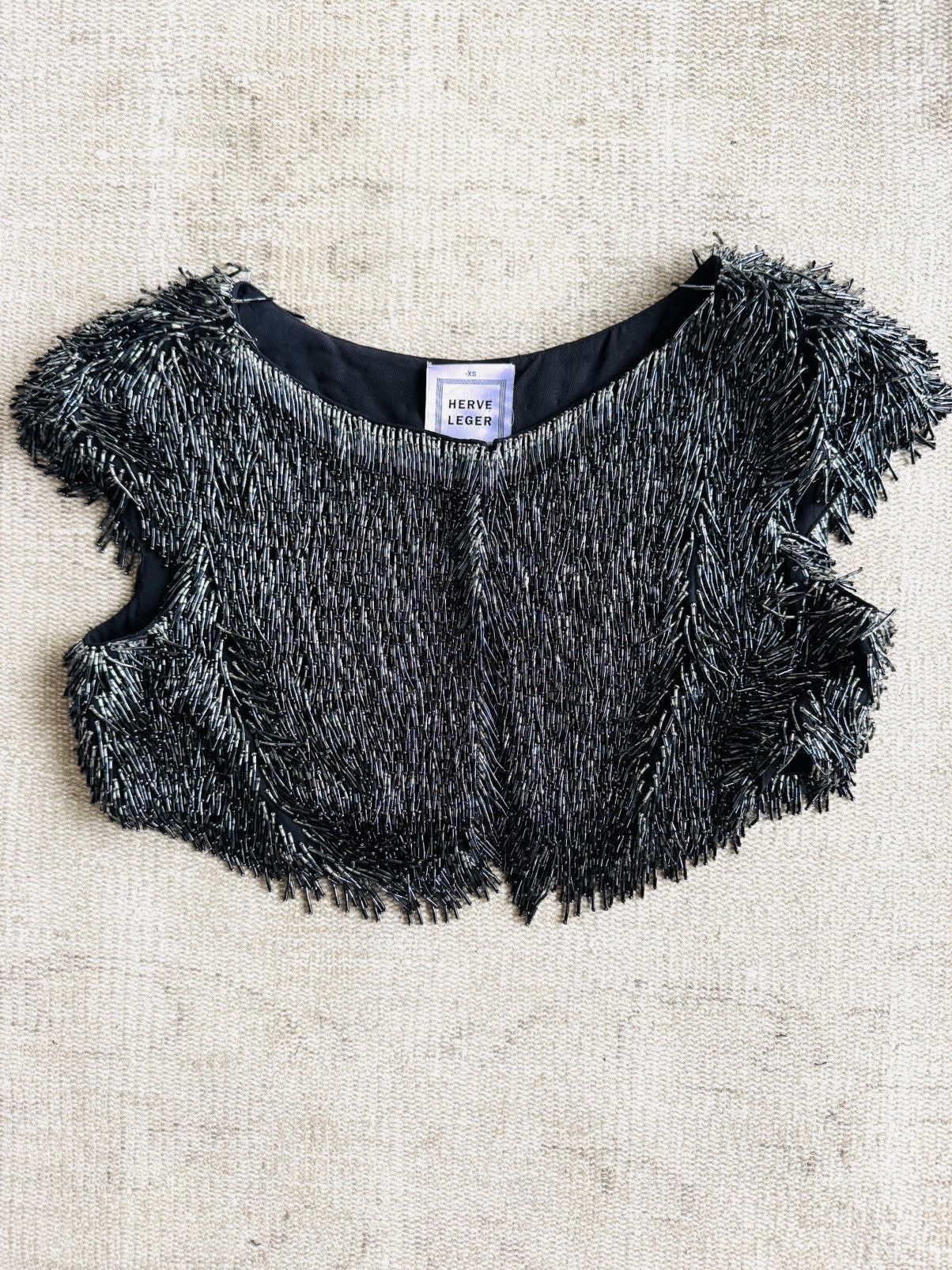 Herve Leger Herve Leger Fall ‘09 runway beaded fringe cropped jacket top Size XS / US 0-2 / IT 36-38 - 8 Thumbnail