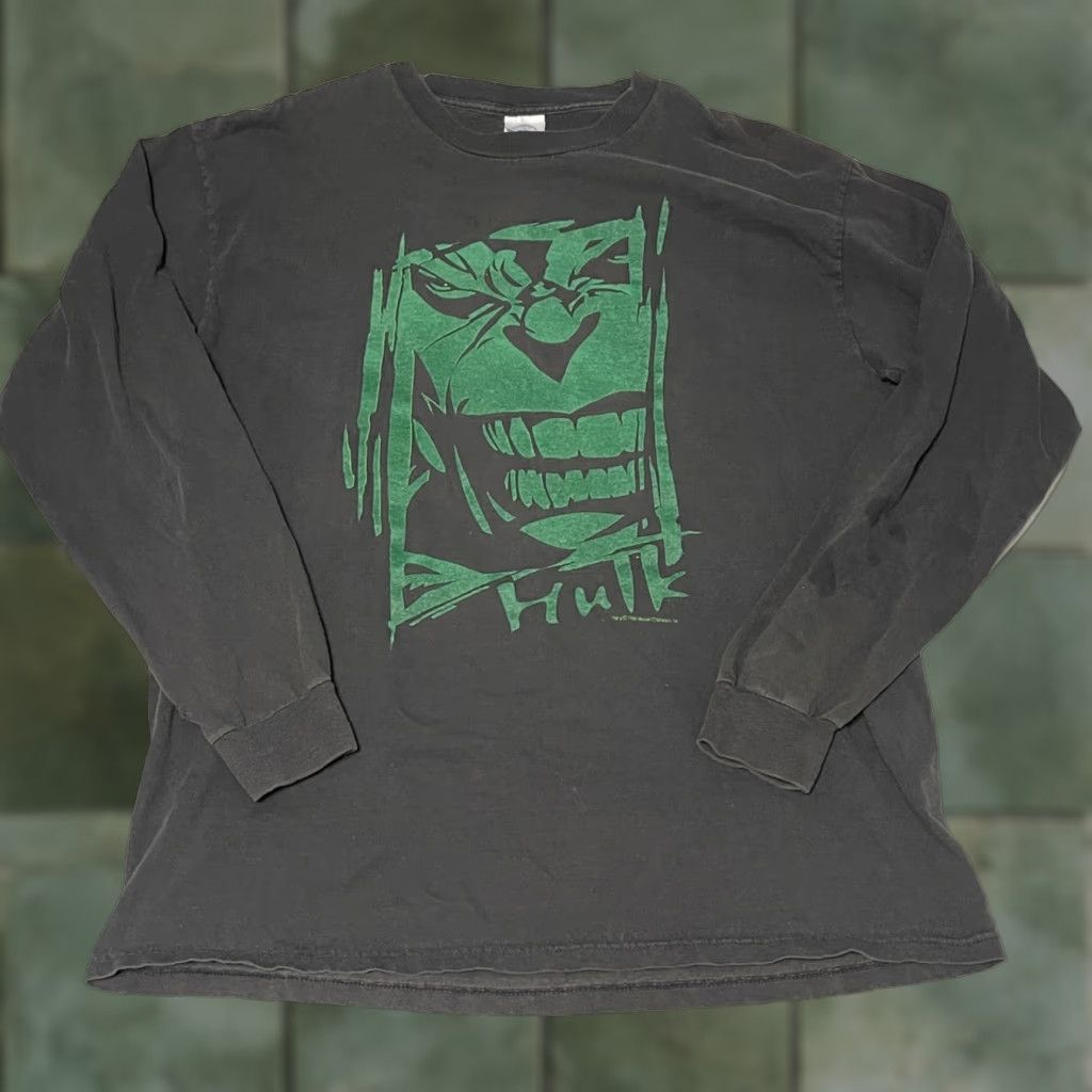 Vintage VINTAGE Marvel Incredible Hulk Long Sleeve T-Shirt Black Velvet Flocked LRG Men's 1999 Size US L / EU 52-54 / 3 - 1 Thumbnail