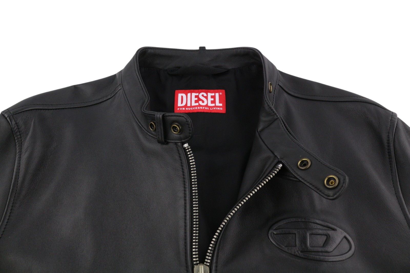 Diesel L-METALO 54 Black Sheepskin Leather Zip Logo Jacket 82855 Size US L / EU 52-54 / 3 - 5 Thumbnail