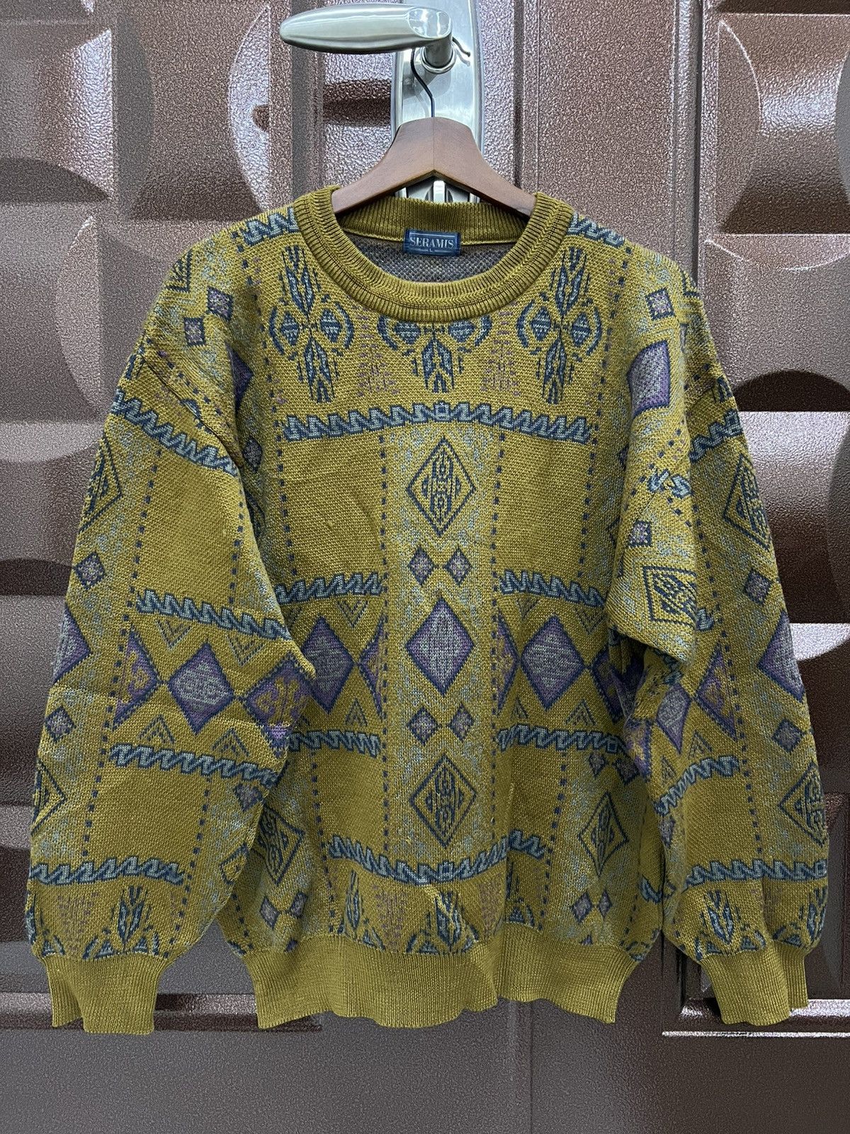 Japanese Brand SERAMIS Vintage AztecNordic Aran Isles Tribal Knit Sweater Size US L / EU 52-54 / 3 - 2 Thumbnail