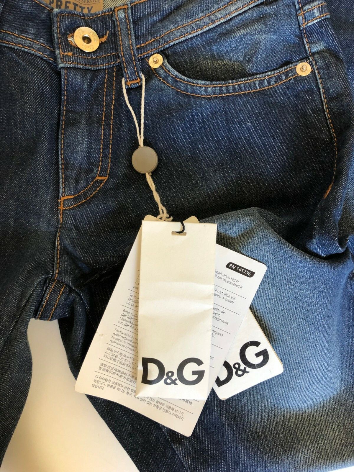 Dolce & Gabbana D & G Stone Washed Tight Jeans 23 Cotton Slim Made Italy Size 23" - 3 Thumbnail