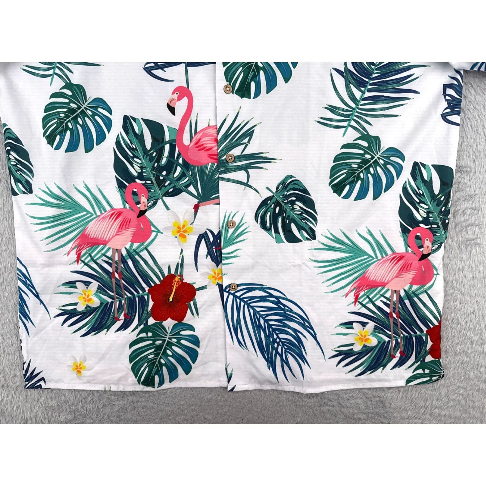 Vintage Hawaiian Shirt Unbranded Button-Up Floral White Blue Pink Flamingo Leaf Polyester XL Adult Mens Shirt Set Size US XL / EU 56 / 4 - 5 Thumbnail