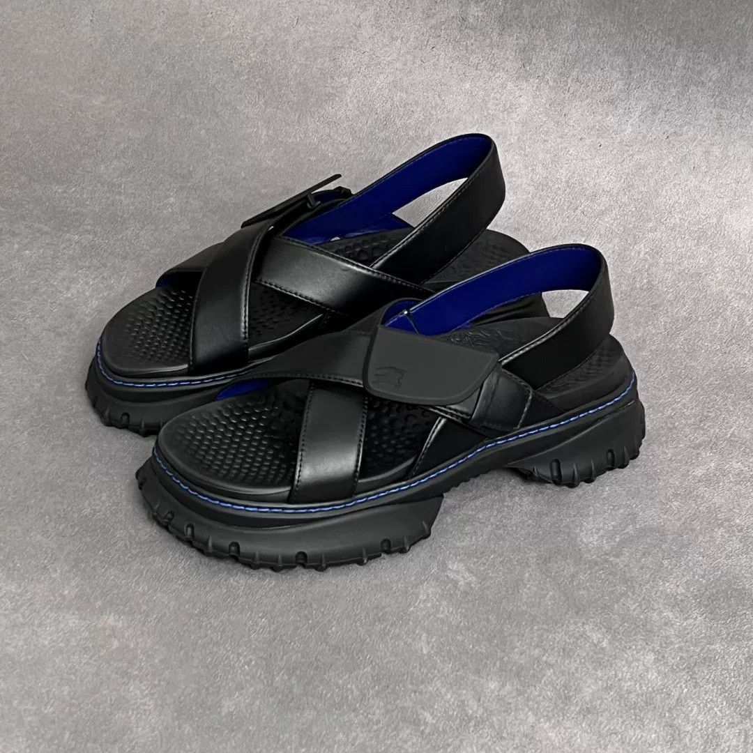 Burberry Burberry Leather Black Sandals 6 Men Size US 6 / EU 39 - 1 Thumbnail