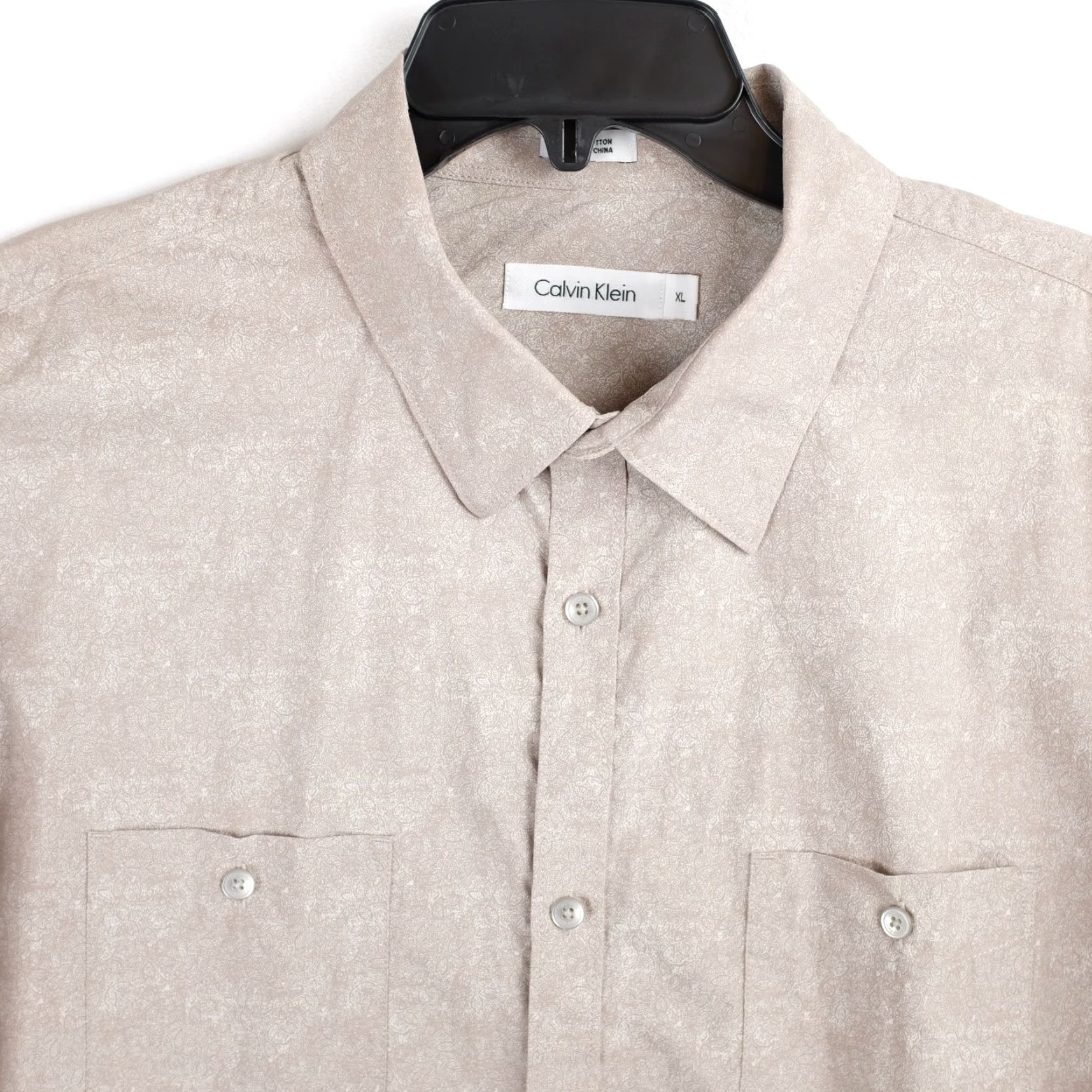 Calvin Klein Calvin Klein Men's Button-Up Shirt Beige Patterned Long Sleeve XL Size US XL / EU 56 / 4 - 5 Thumbnail