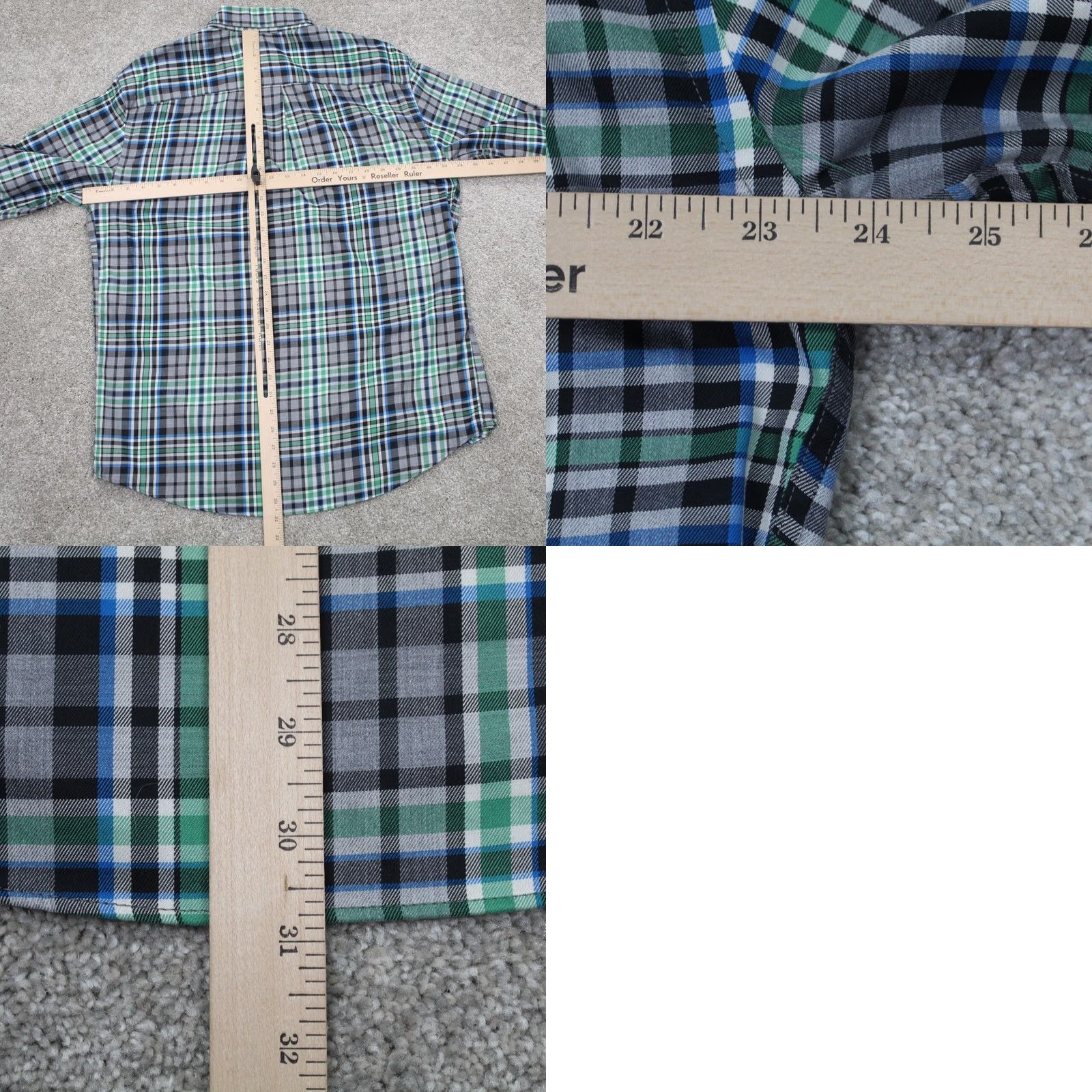Jos. A. Bank Jos. A. Bank Shirt Mens Large Green/Black Plaid Tailored Fit 100% Cotton L/S Size US L / EU 52-54 / 3 - 8 Thumbnail