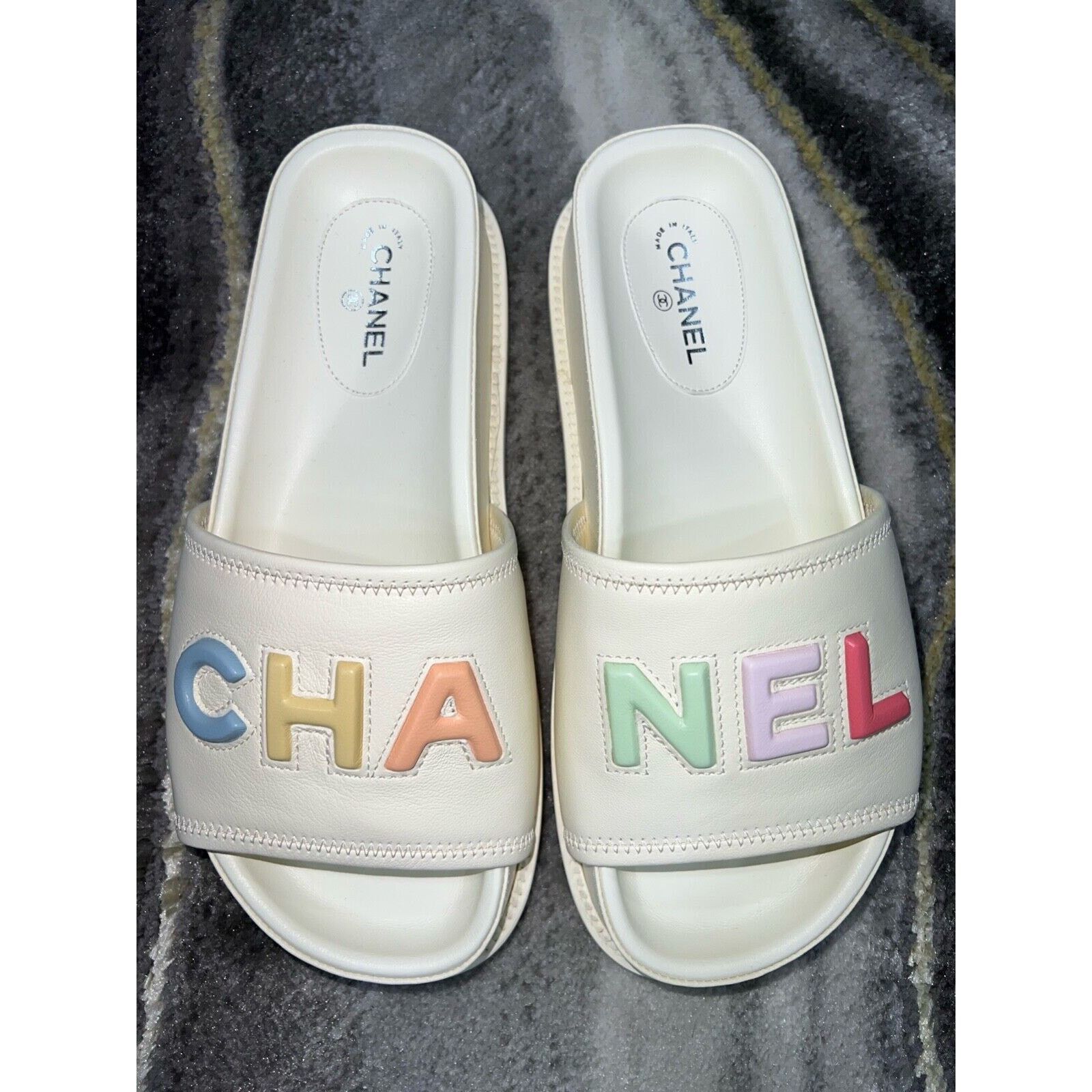 Chanel Chanel 22S Ivory Lambskin Multicolor CHA NEL Letter Logo Size US 11.5 / IT 41.5 - 6 Thumbnail