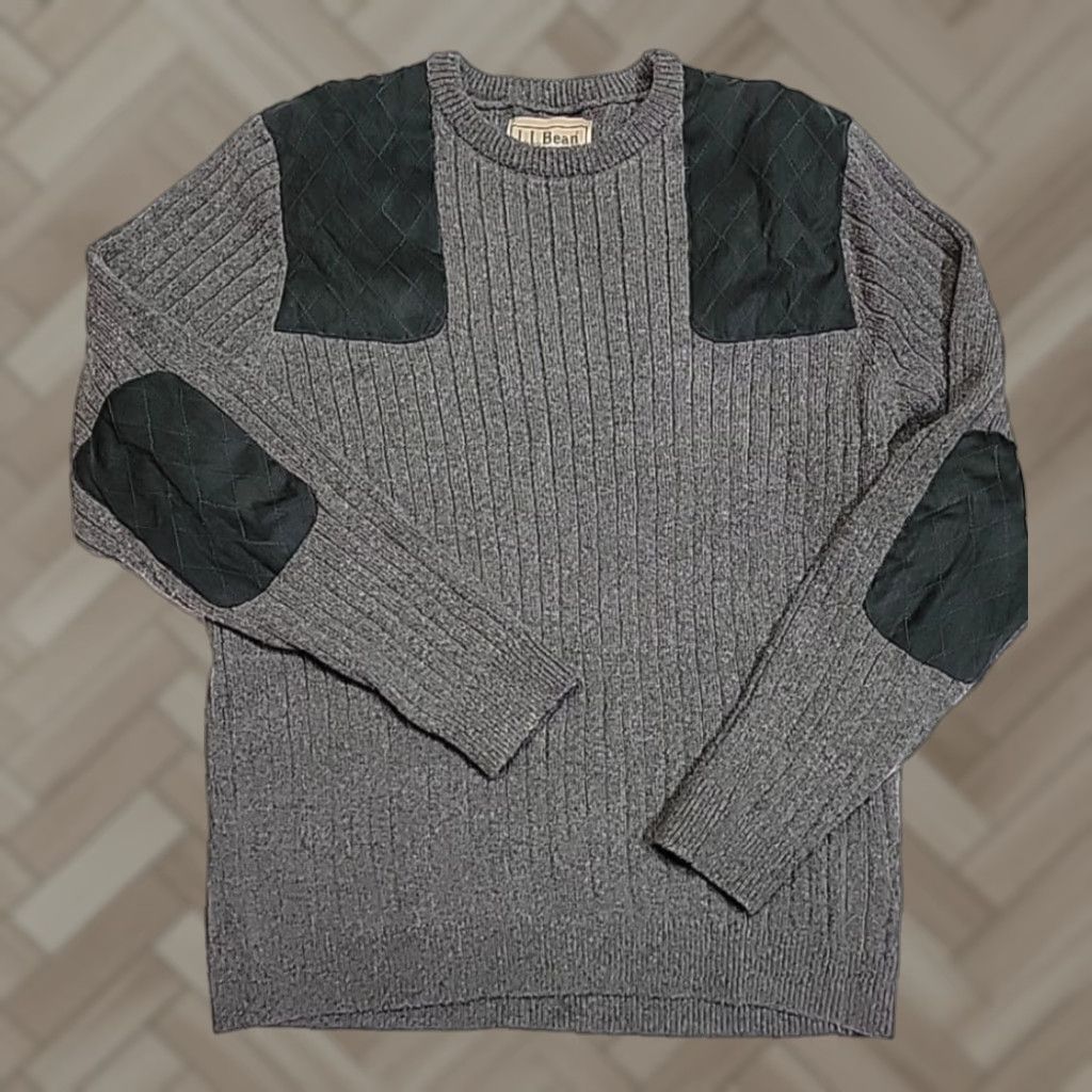 VINTAGE BEAN Men's XL Cable Knit Merino Wool Blend Sweater - Main Image