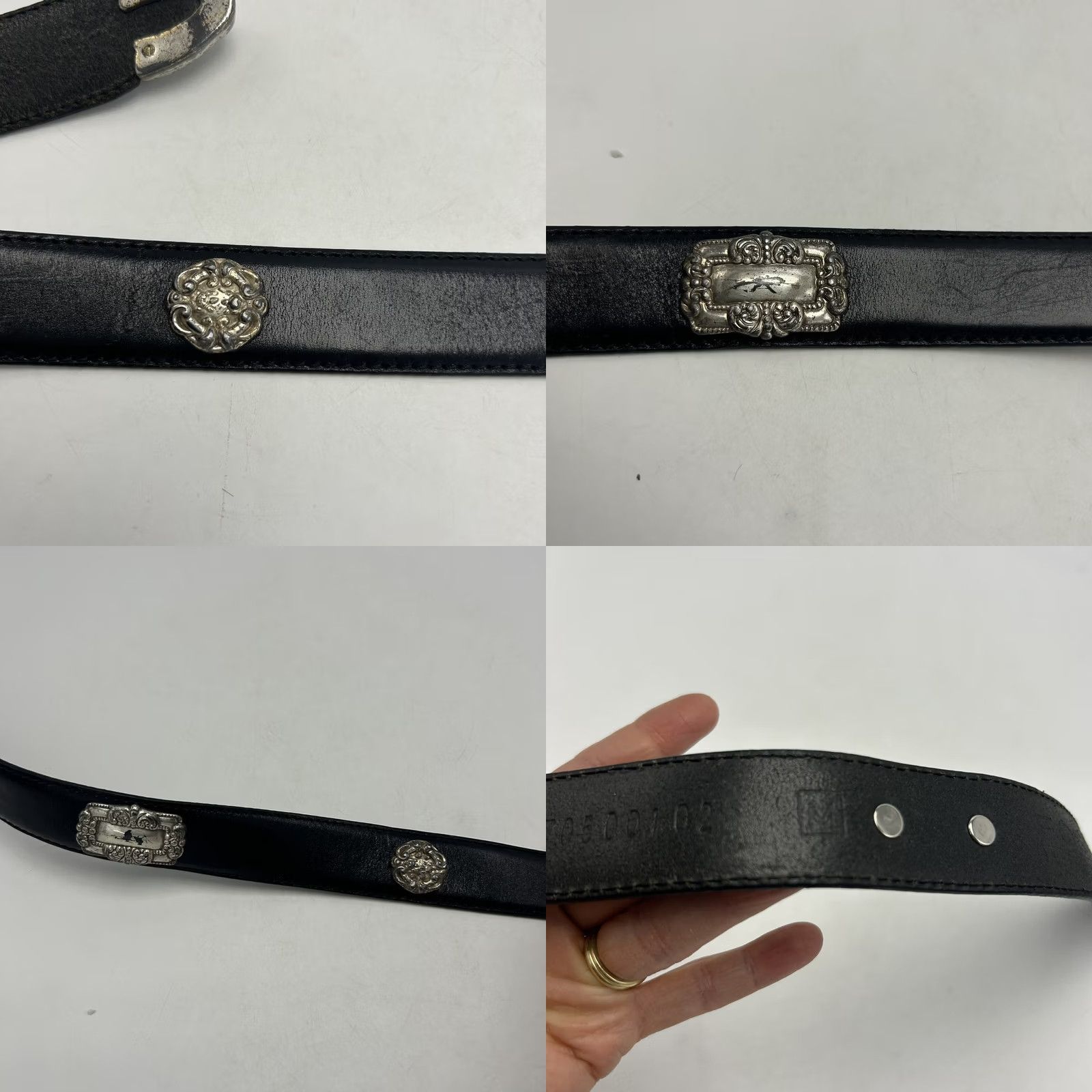 Fossil VINTAGE Fossil Belt Womens Medium Black Leather Western Concho Statement Read Size ONE SIZE - 8 Thumbnail