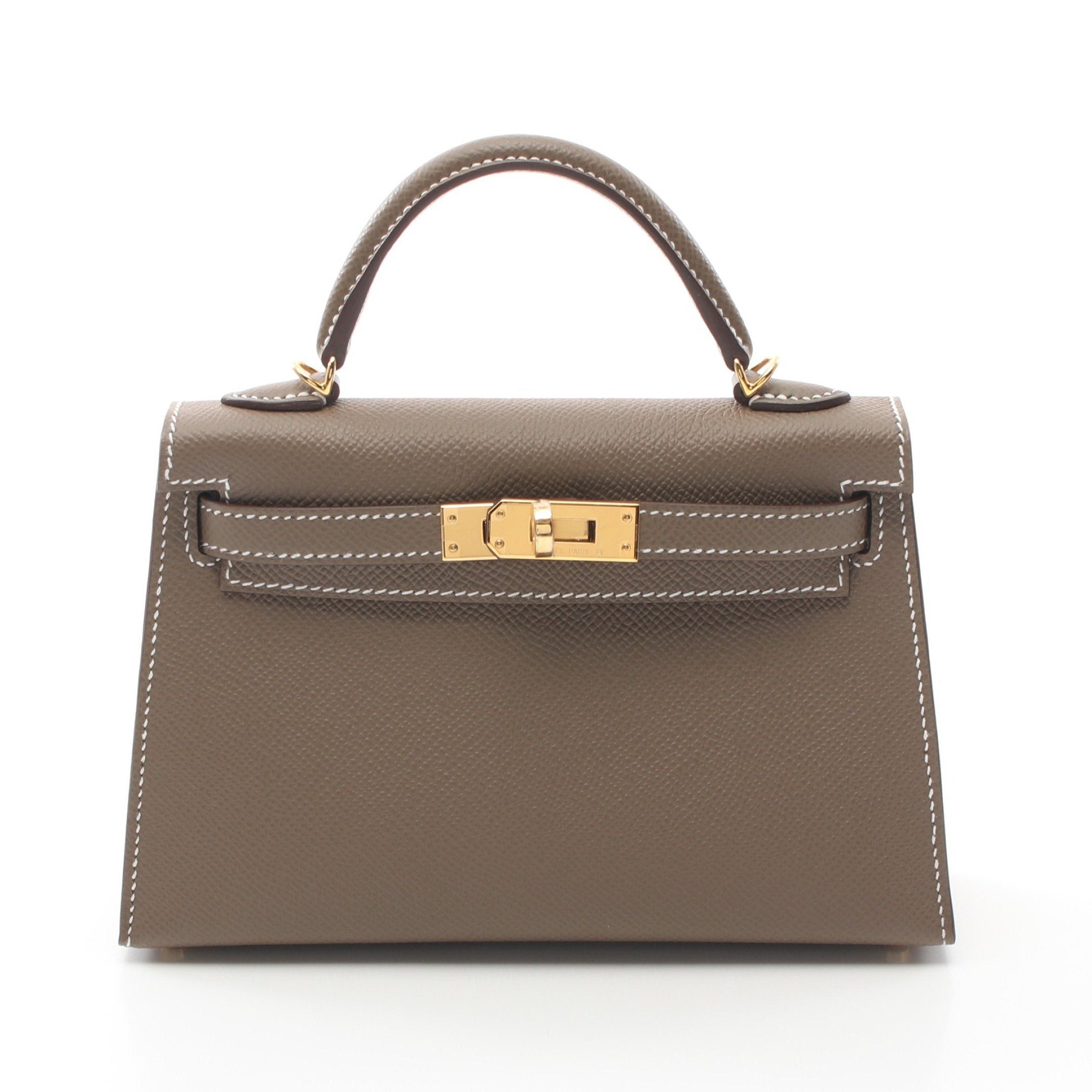 Hermes Hermes Mini Kelly 2 Handbag Veau Epsom Gray Brown Gold Hardware K Stamp Size ONE SIZE - 1 Thumbnail