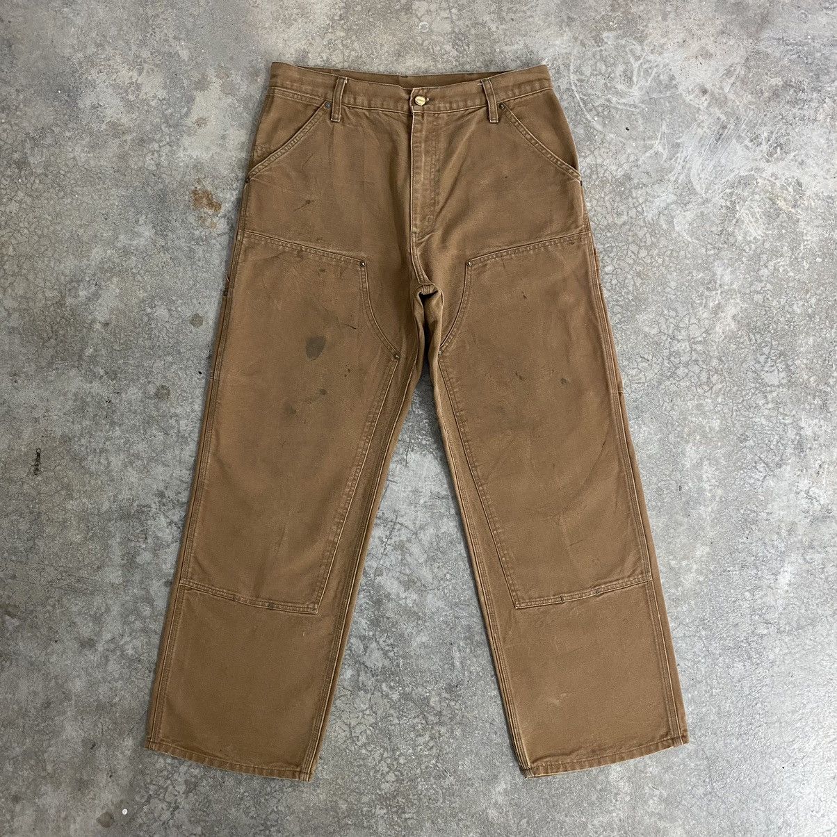 Carhartt Vintage Carhartt Double Knee Tan Dirty Carpenter Pants Size US 33 - 3 Thumbnail