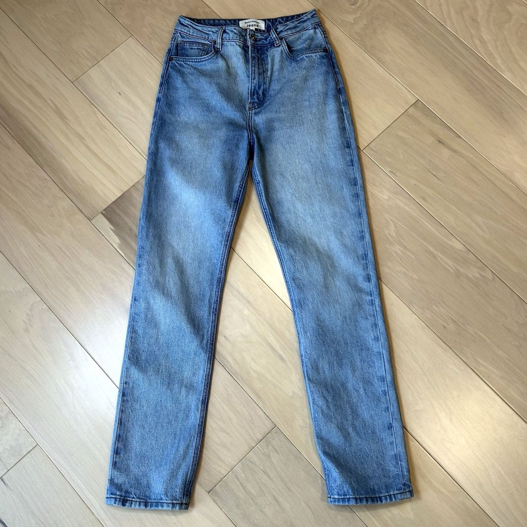 Reformation VINTAGE Reformation Liza Ultra High Rise Slim Straight Jeans Malta Women’s 27 Blue Denim 90s Bohemian City 5-Pocket Mens? Size 27" / US 4 / IT 40 - 2 Thumbnail