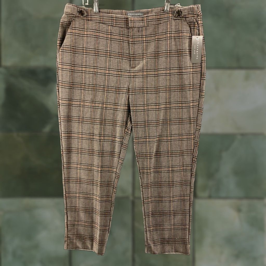 Vintage Sharagano Pants Womens XL Plaid Dress NWT Brown Size 40" / US 18 - 1 Thumbnail