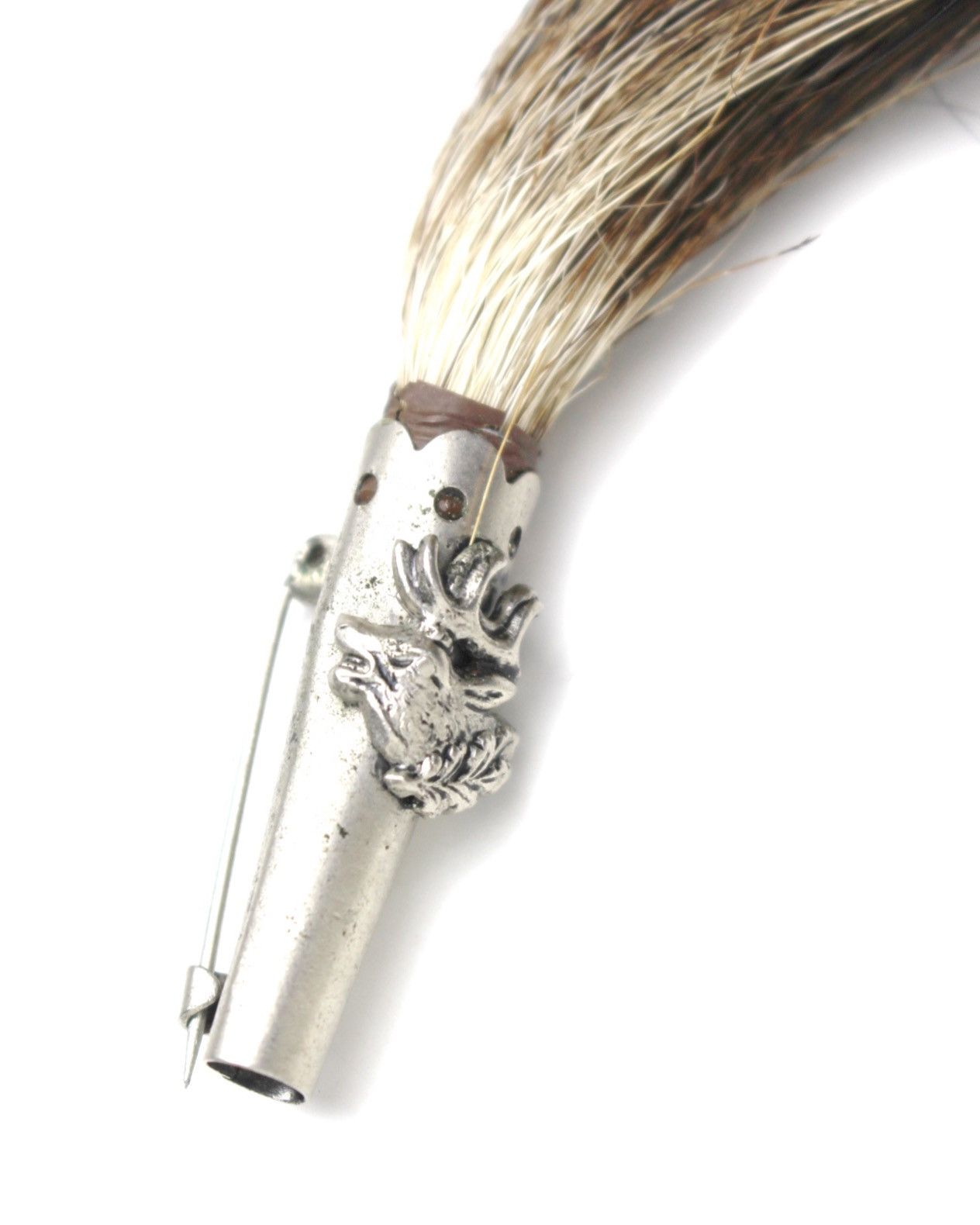 Vintage 1960S GERMAN HUNTER’S HAT PIN – BOAR’S HAIR & STAG BADGE Size ONE SIZE - 4 Thumbnail