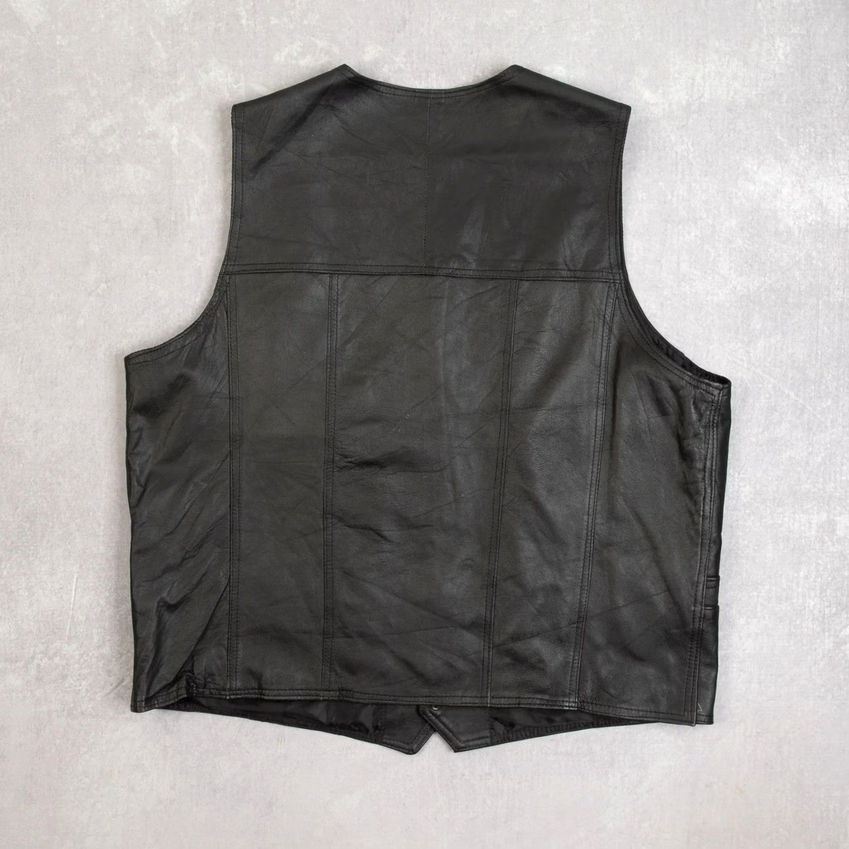 X-LARGE Vintage Men’s 1990s Unbranded Leather Vest Jacket X-Large Black Size US XL / EU 56 / 4 - 2 Thumbnail