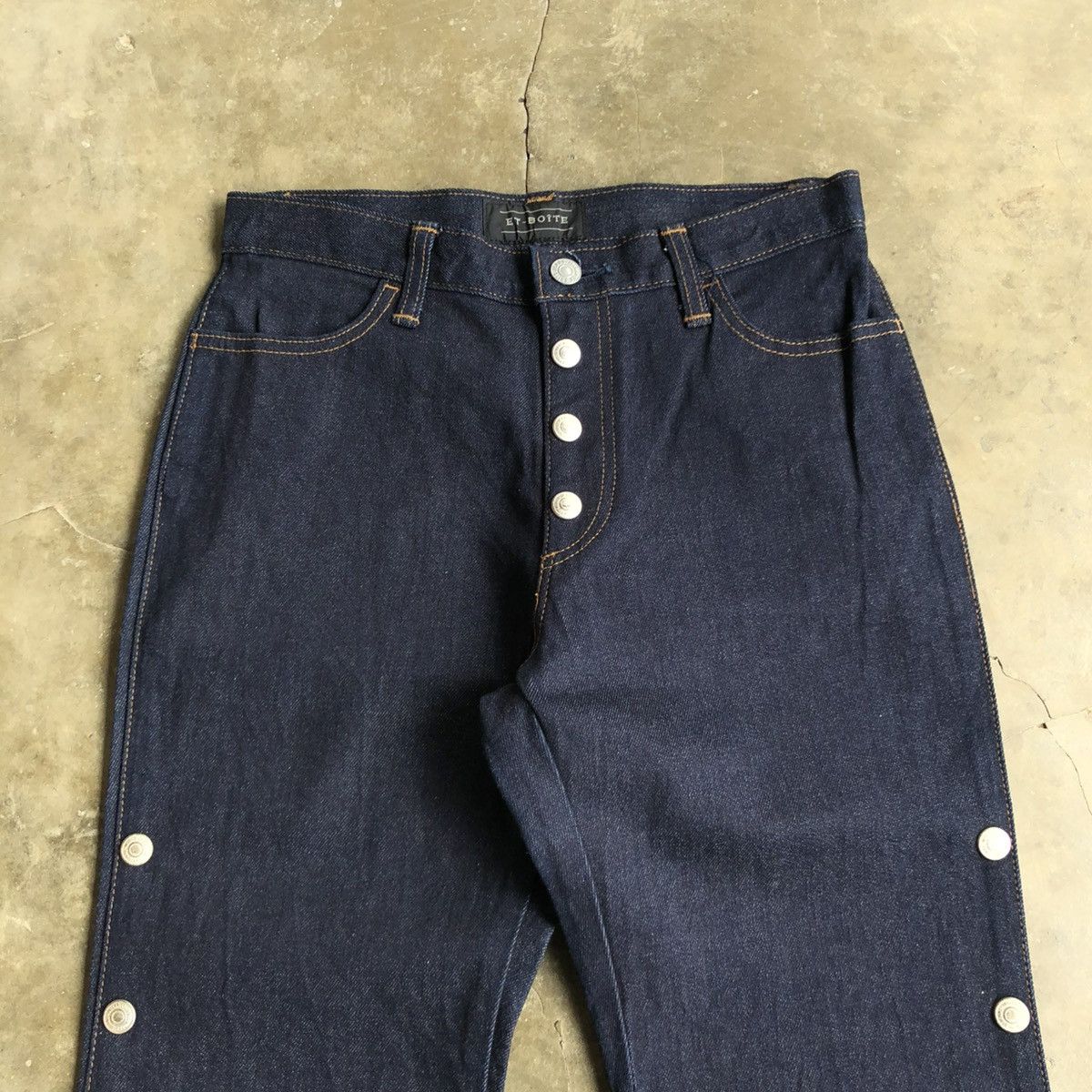 14th Addiction 2000s Et-Boite Button Raw Denim Flared Jeans Lgb Size US 26 / EU 42 - 5 Thumbnail