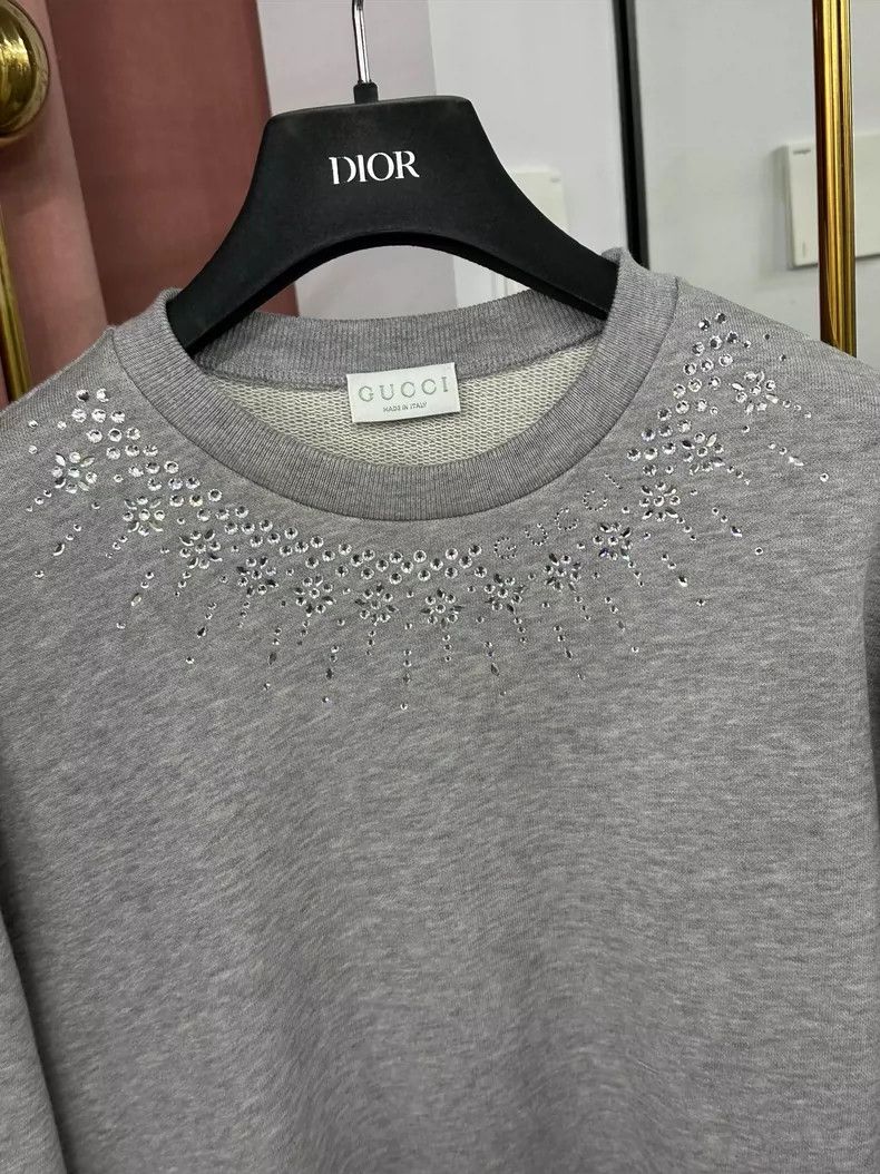 Gucci Gucci Size12 Gray rhinestone diamond-decorated round-neck s Size US XXS / EU 40 - 2 Thumbnail