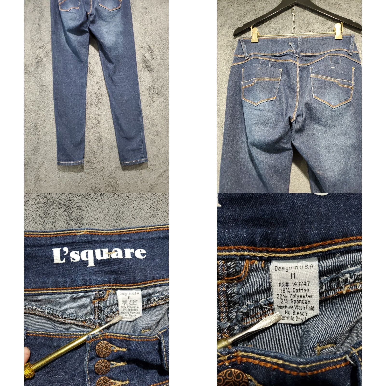 Etro L'Square Jeans Sz 11 Skinny Womens Personalized Patches Stretch Grunge Retro Size 32" / US 10 / IT 46 - 8 Thumbnail